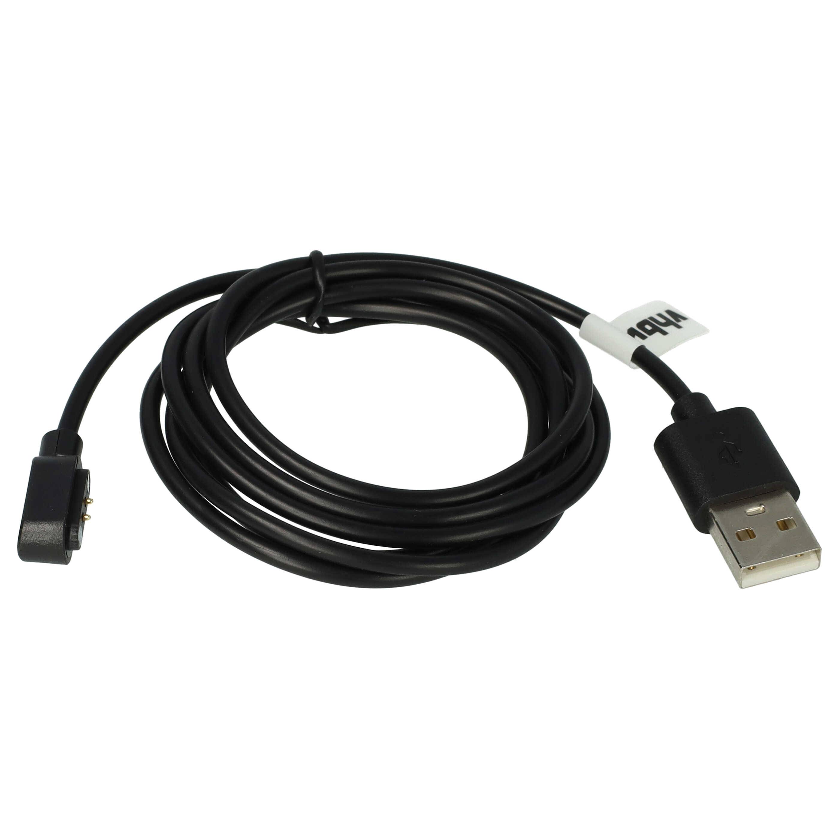 vhbw USB Ladekabel kompatibel mit Mobvoi TicWatch GTH Smartwatch, Fitnesstracker - Ladestation, Ersatzkabel, Schwarz, 120 cm