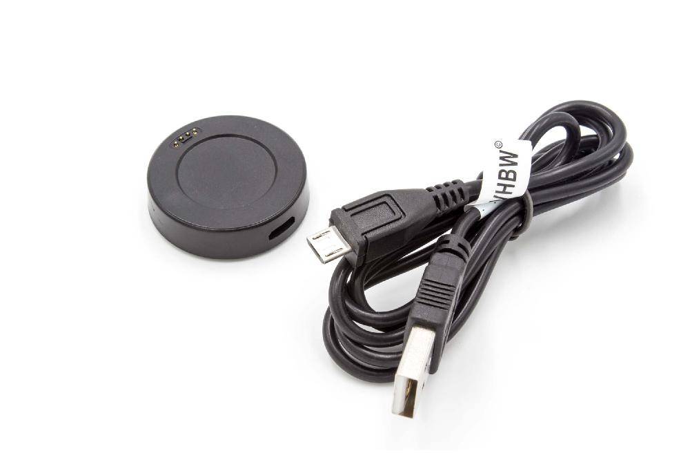 vhbw USB-Ladestation kompatibel mit Huawei Hauwei Watch Classic, Watch Smartwatch - Ladeschale mit Aufladekabel, 100 cm, Schwarz