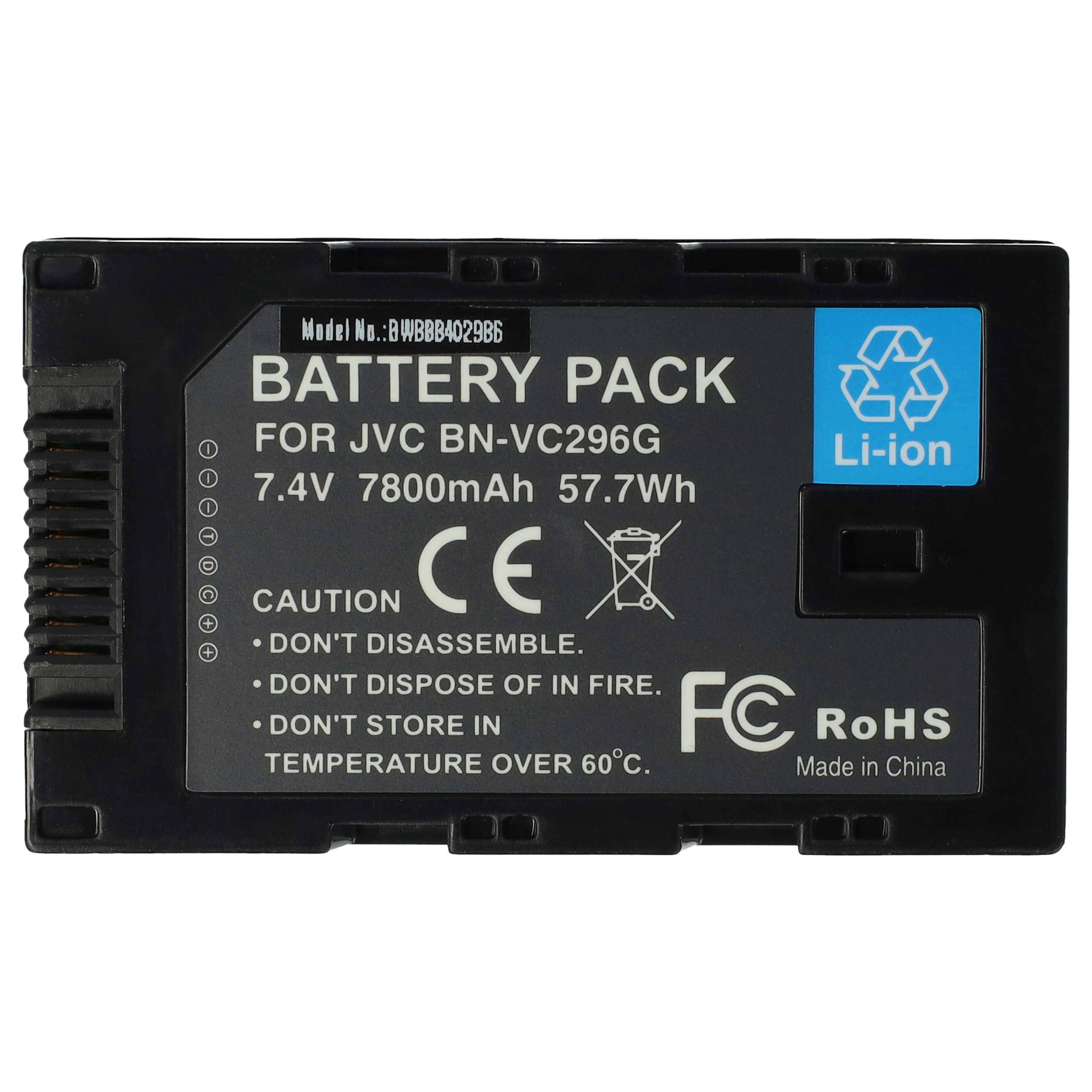 vhbw Akku kompatibel mit JVC GY-HC550, GY-HC500U, GY-HC550E, GY-HC500, GY-HC500SPC, GY-HC500E Videokamera Camcorder (7800 mAh, 7,4 V, Li-Ion)