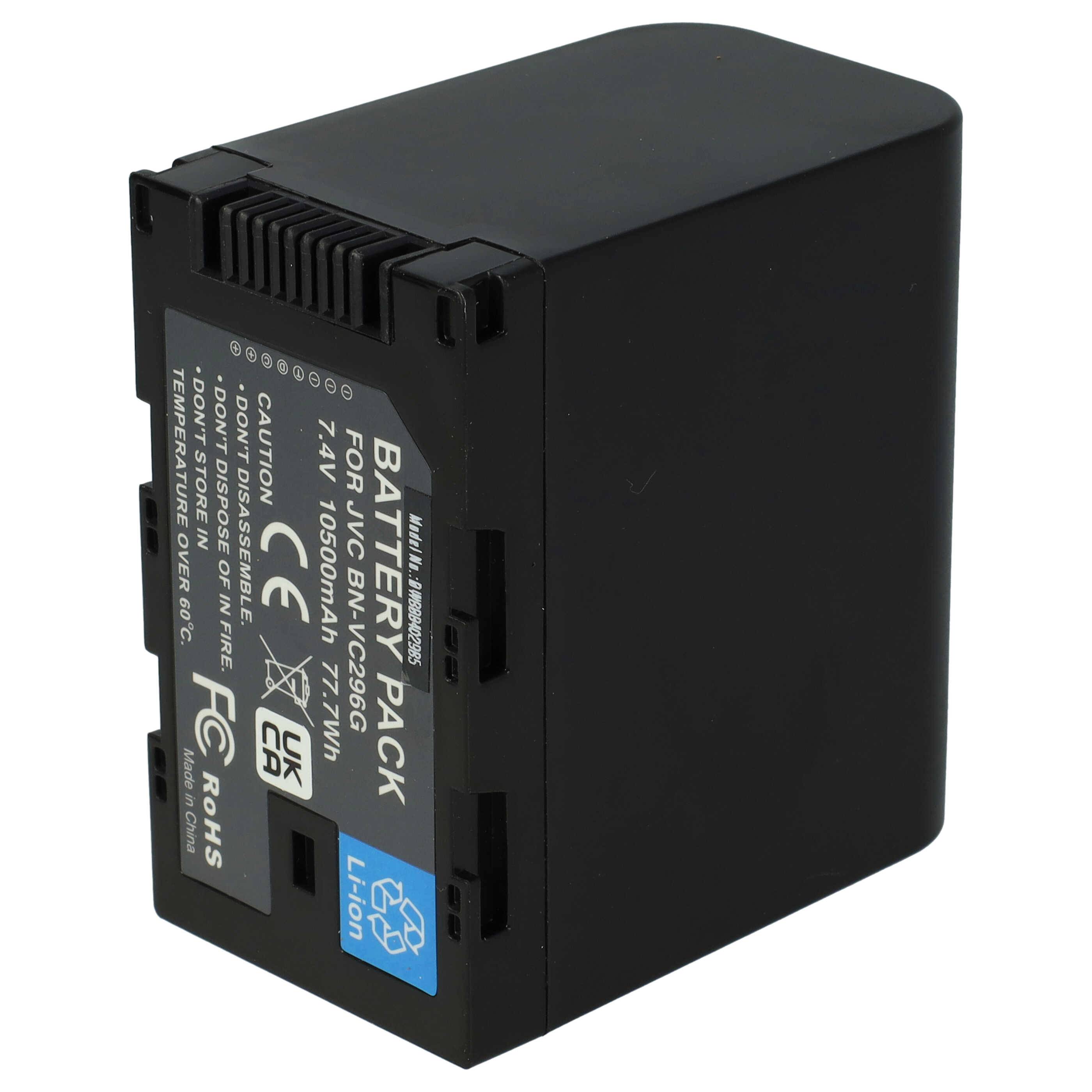vhbw Akku kompatibel mit JVC GY-HC550, GY-HC500U, GY-HC550E, GY-HC500, GY-HC500SPC, GY-HC500E Videokamera Camcorder (10500 mAh, 7,4 V, Li-Ion)