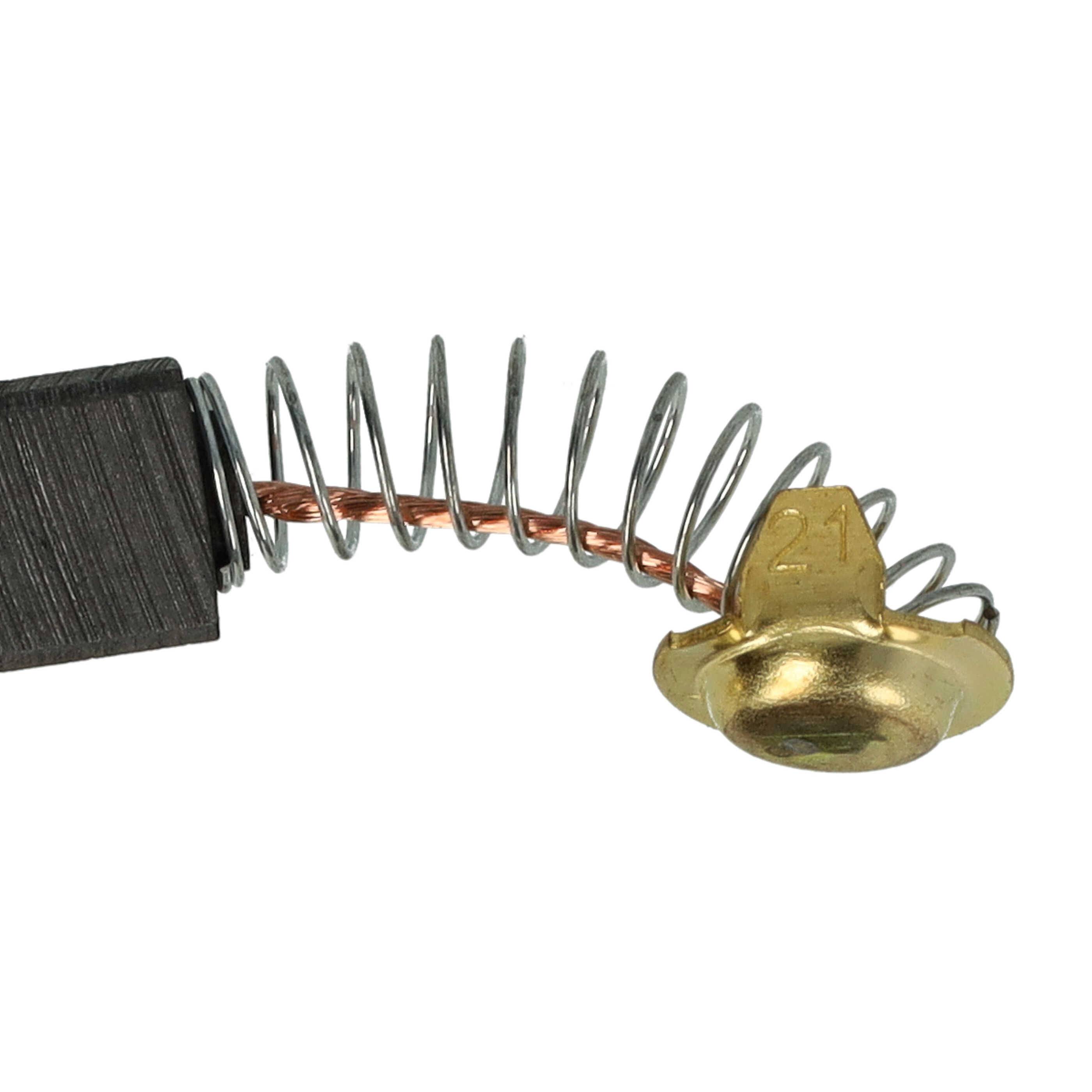 Eine Kohlebürste mit einer Spiralfeder für einen Elektromotor, die das Kontaktende und die Verbindungsstelle zeigt, die zum Übertragen von Strom verwendet wird.