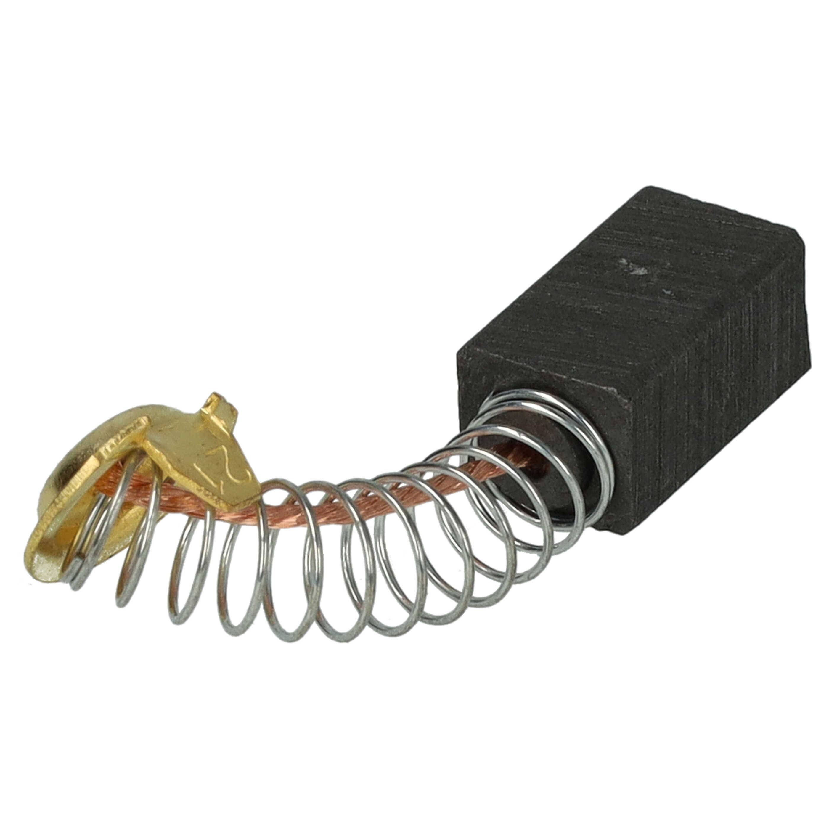 Eine Kohlebürste mit einer daran befestigten Metallfedern-Spule, die in Elektromotoren zum Übertragen von elektrischem Strom auf den rotierenden Teil verwendet wird.