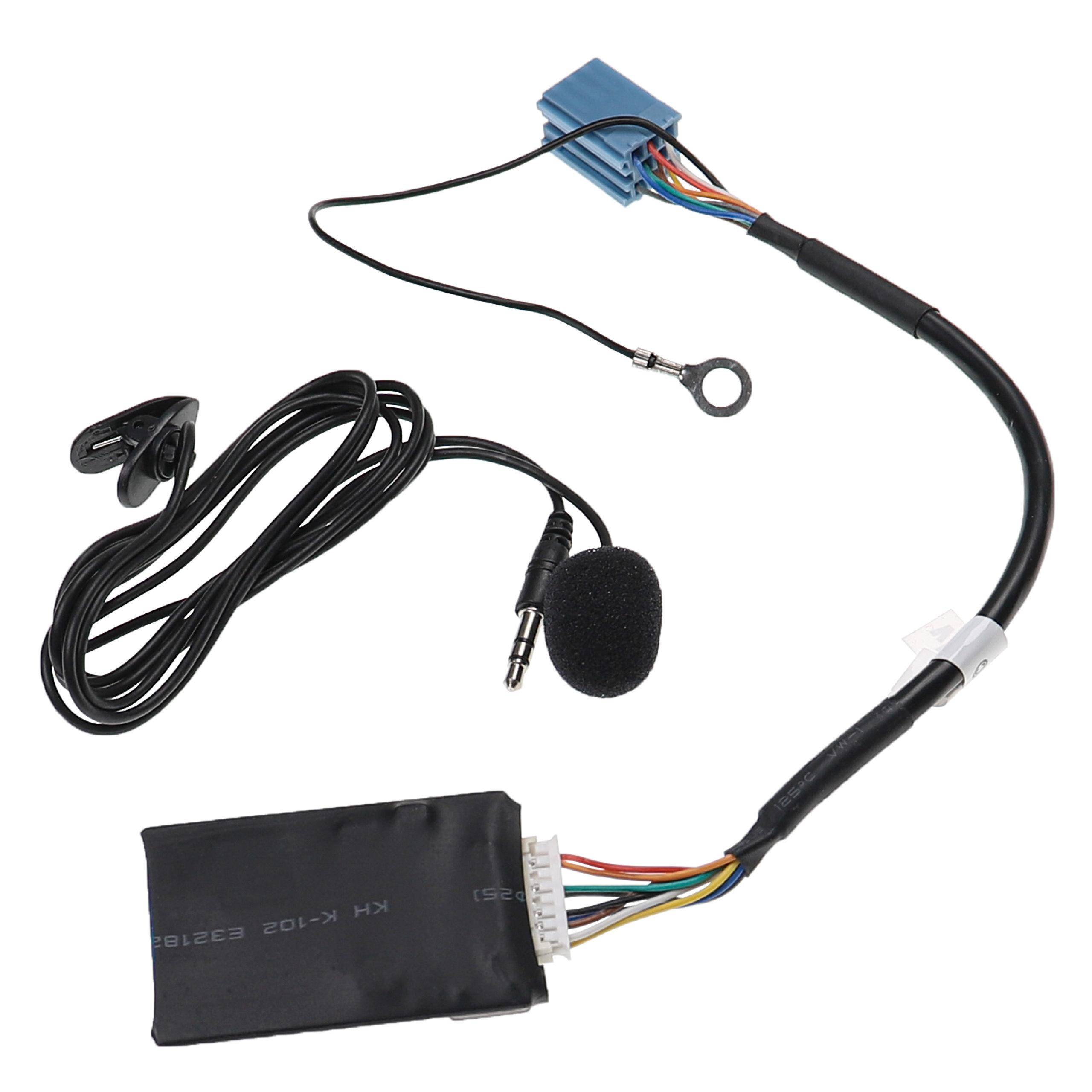 vhbw Bluetooth Adapter kompatibel mit VW Golf/GTI/R32 1998-2002 Premium 4 Clarion, Premium 5 Delco Autoradio - Inkl. Mikrofon, Klinkenkabel + Clip