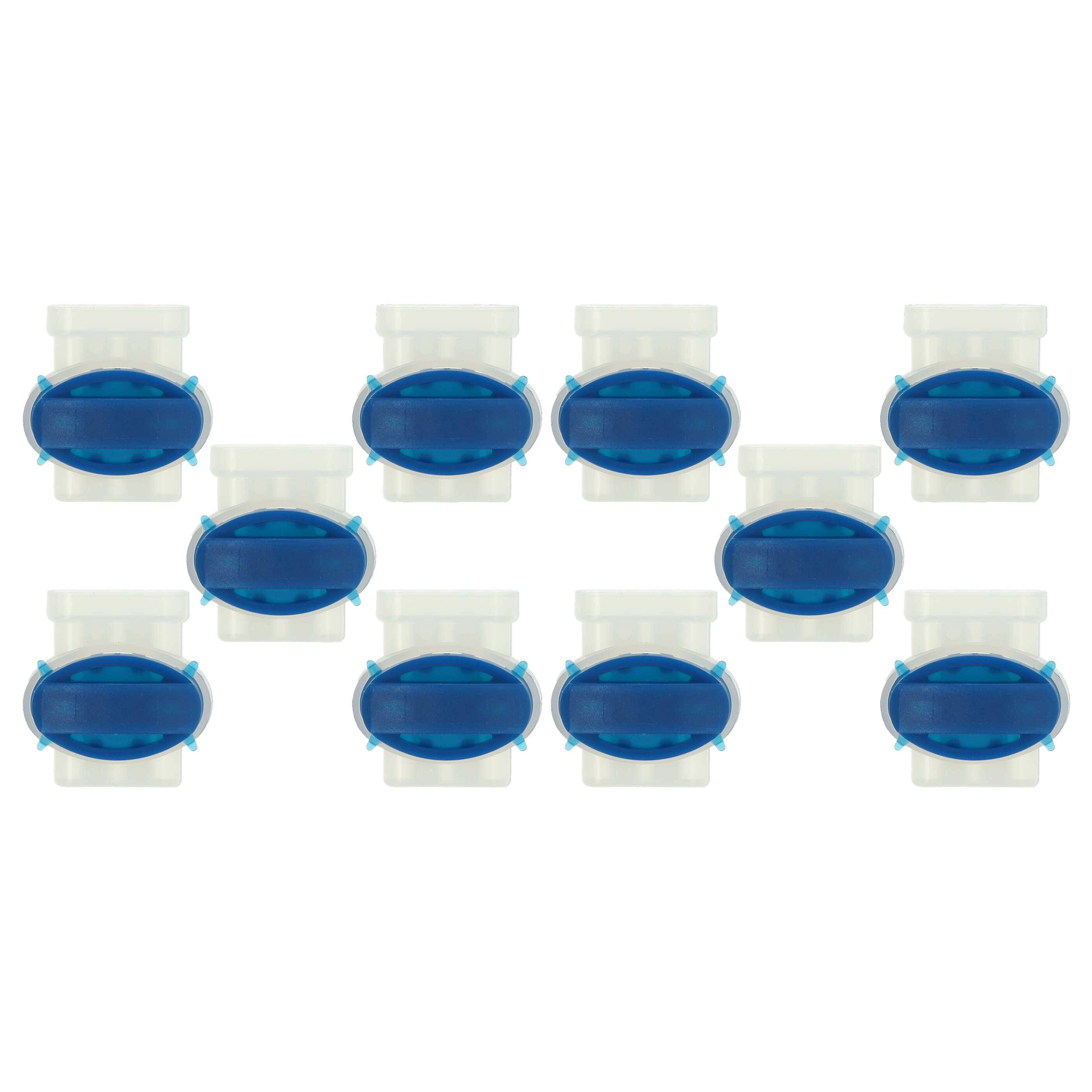 vhbw 10x Kabelverbinder für Begrenzungskabel kompatibel mit Zuchetti Mähroboter - Kabelklemmen, Wasserdicht Blau, Transparent