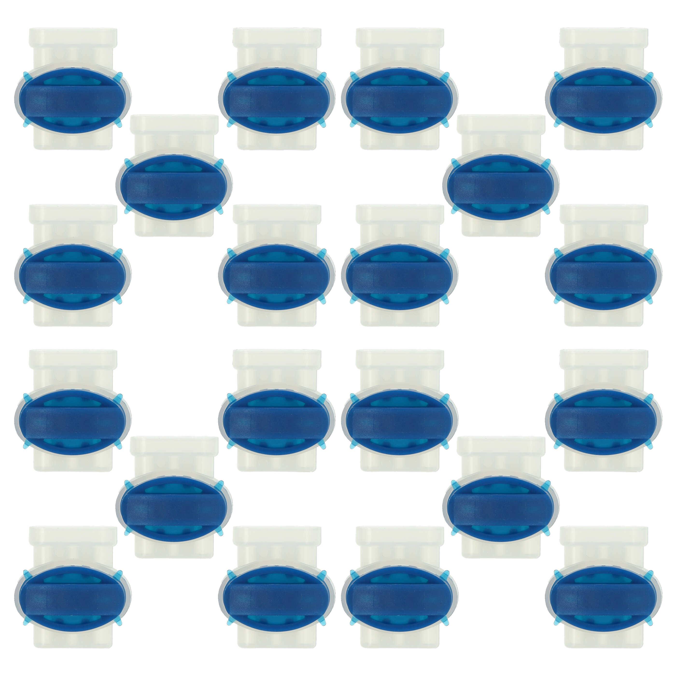 vhbw 20x Kabelverbinder für Begrenzungskabel kompatibel mit Bosch Indego 1300 Connect Mähroboter - Kabelklemmen, Wasserdicht Blau, Transparent
