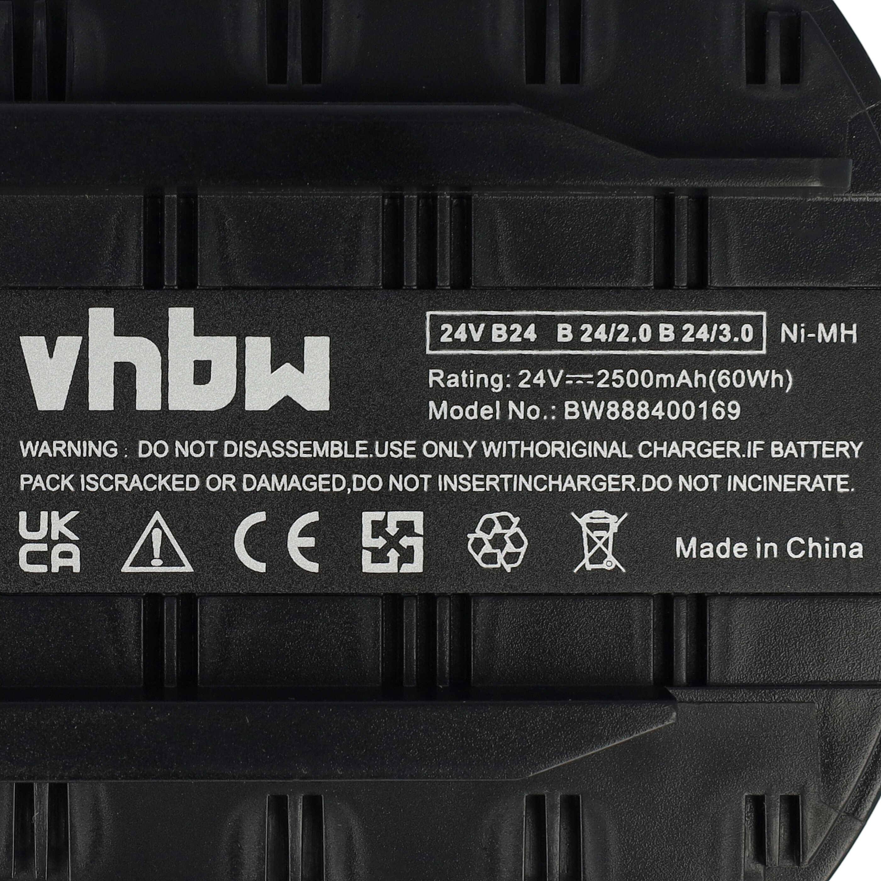 vhbw 2x Akku kompatibel mit Hilti WSR 650-A, WSC 6.5, UH 240-A, WSC 55-A24, TE 2-A, SFL 24 Elektrowerkzeug (2500 mAh, NiMH, 24 V)