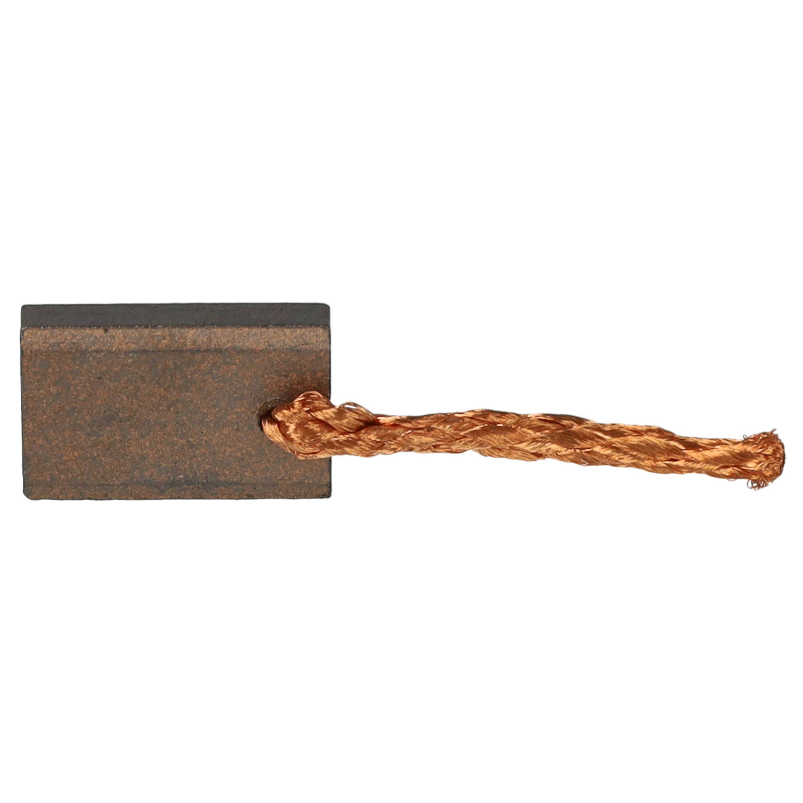 Ein verrosteter Metallblock mit rechteckiger Form, der an einem Kupferseil befestigt ist.