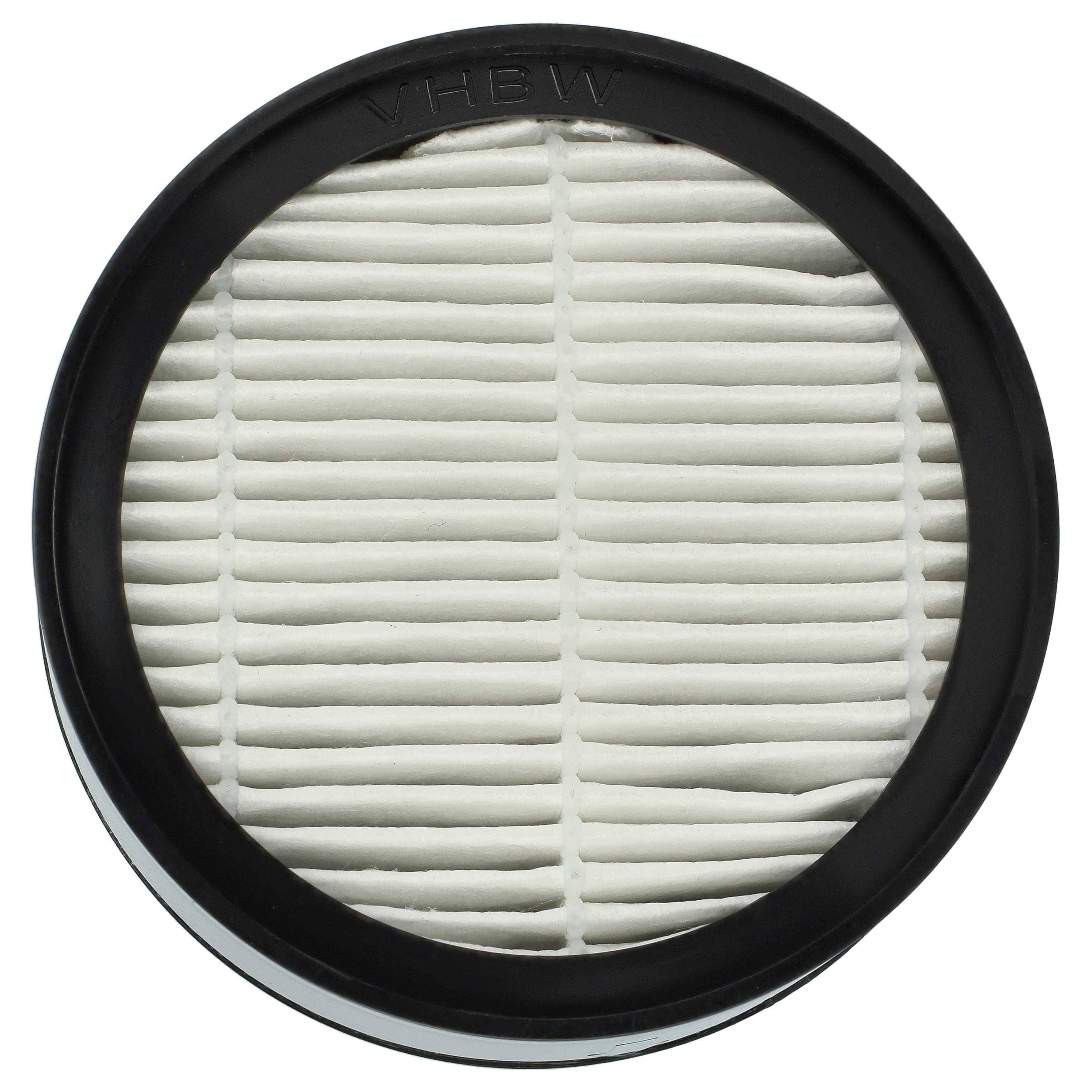 Ein rundes Luftfilter mit weißem Falten material und einem schwarzen kreisförmigen Rahmen.