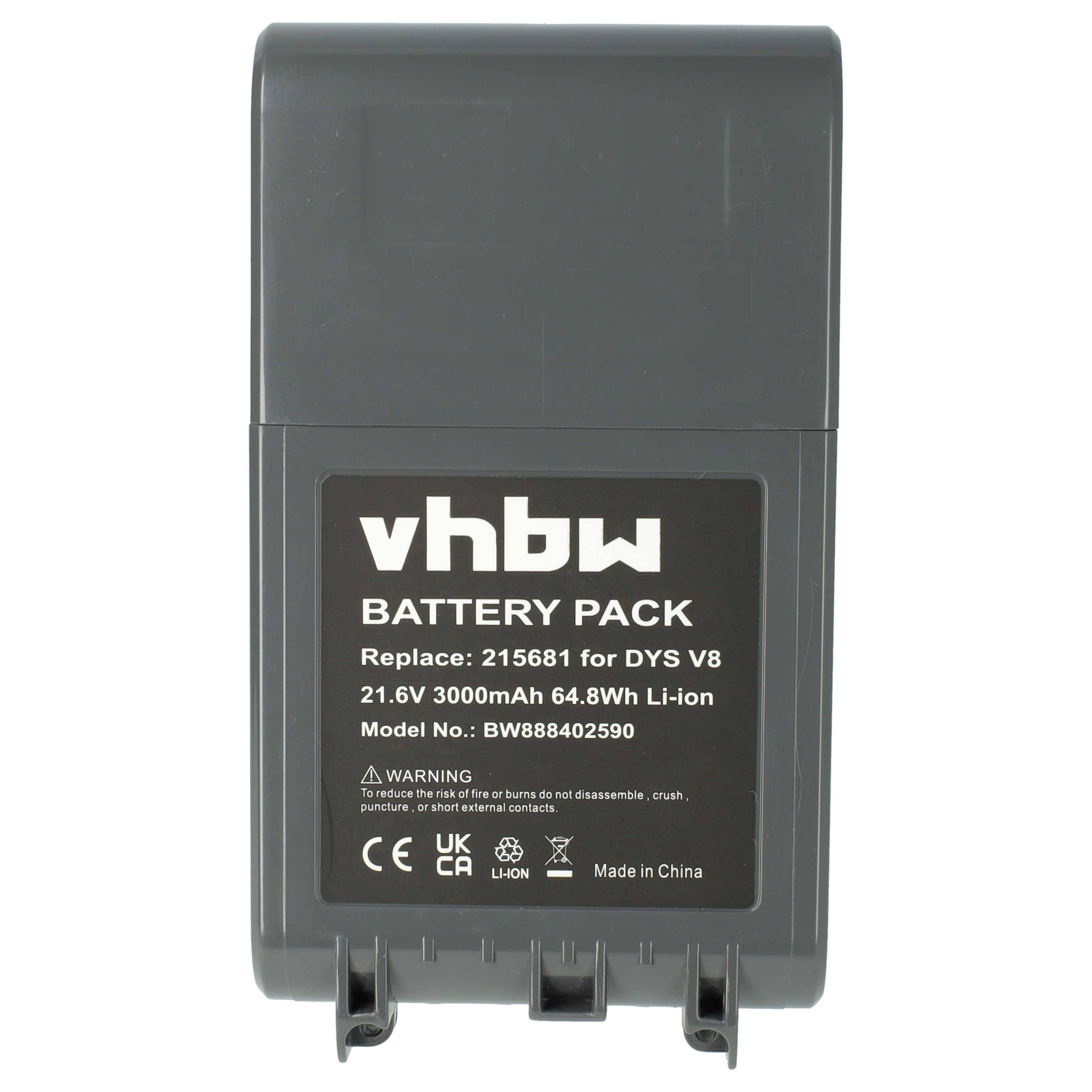 vhbw Akku Ersatz für Dyson 215967-01/02, 215681, 967834-07, 967834-02, 215866-01/02 für Staubsauger Grau (3000 mAh, 21,6 V, Li-Ion)