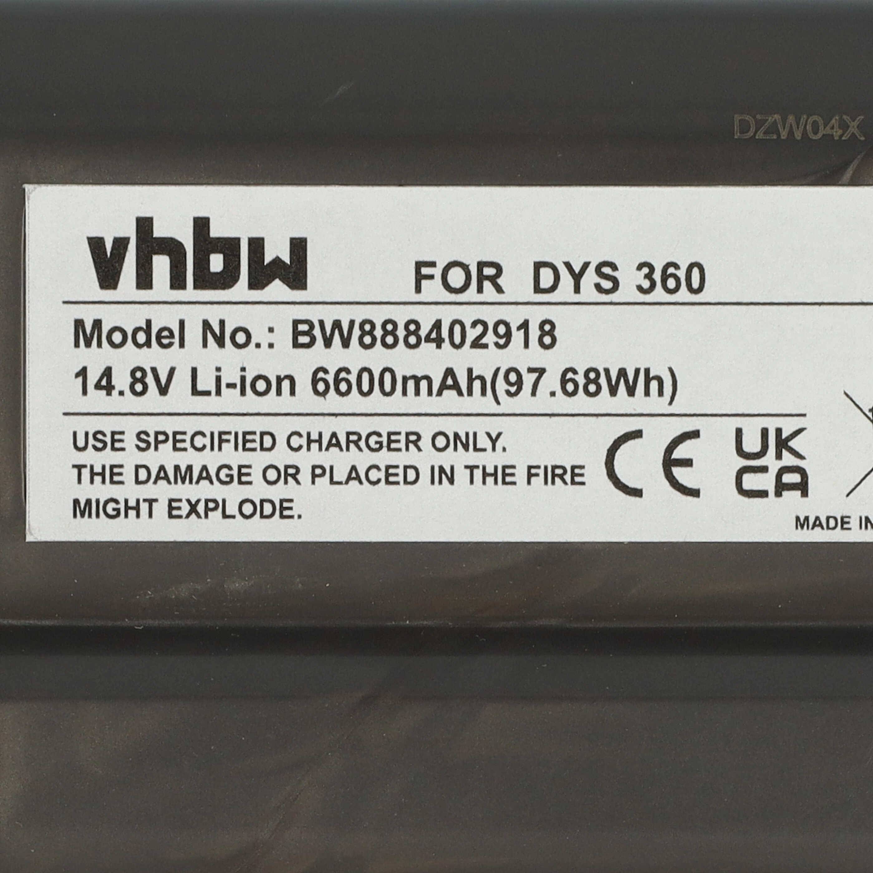 vhbw Akku kompatibel mit Dyson 360 Heurist, 360 Eye RB01 Saugroboter Dunkelgrau (6600 mAh, 14,8 V, Li-Ion)