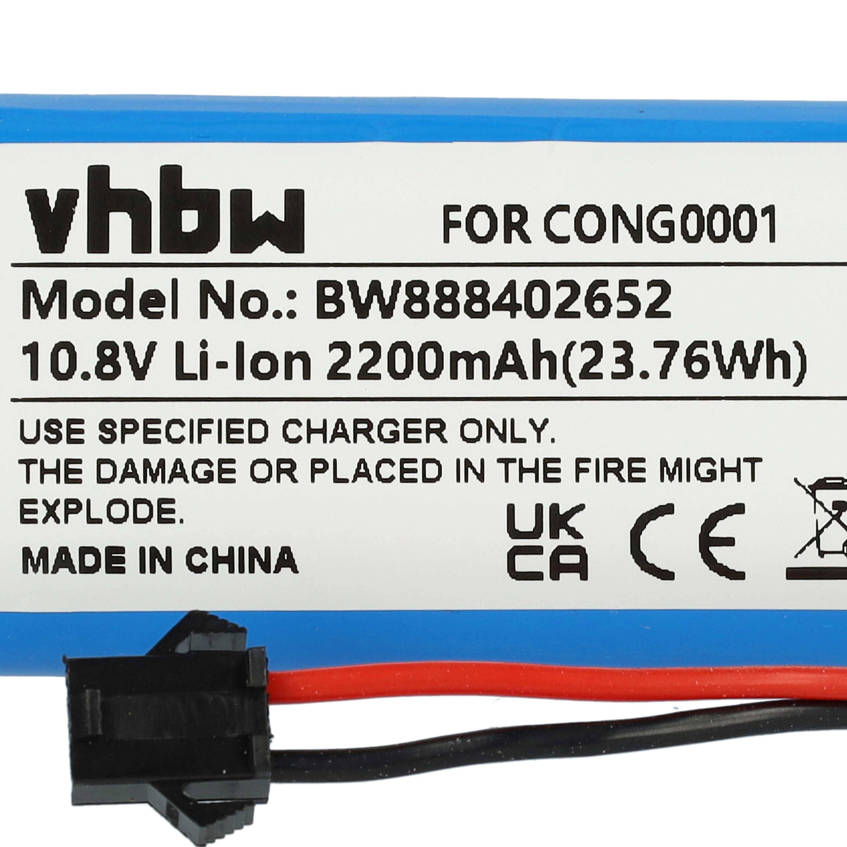 Batterieetikett mit Modell BW8884026502, Spezifikationen 10,8V, 2200mAh und „Nur das angegebene Ladegerät verwenden.
