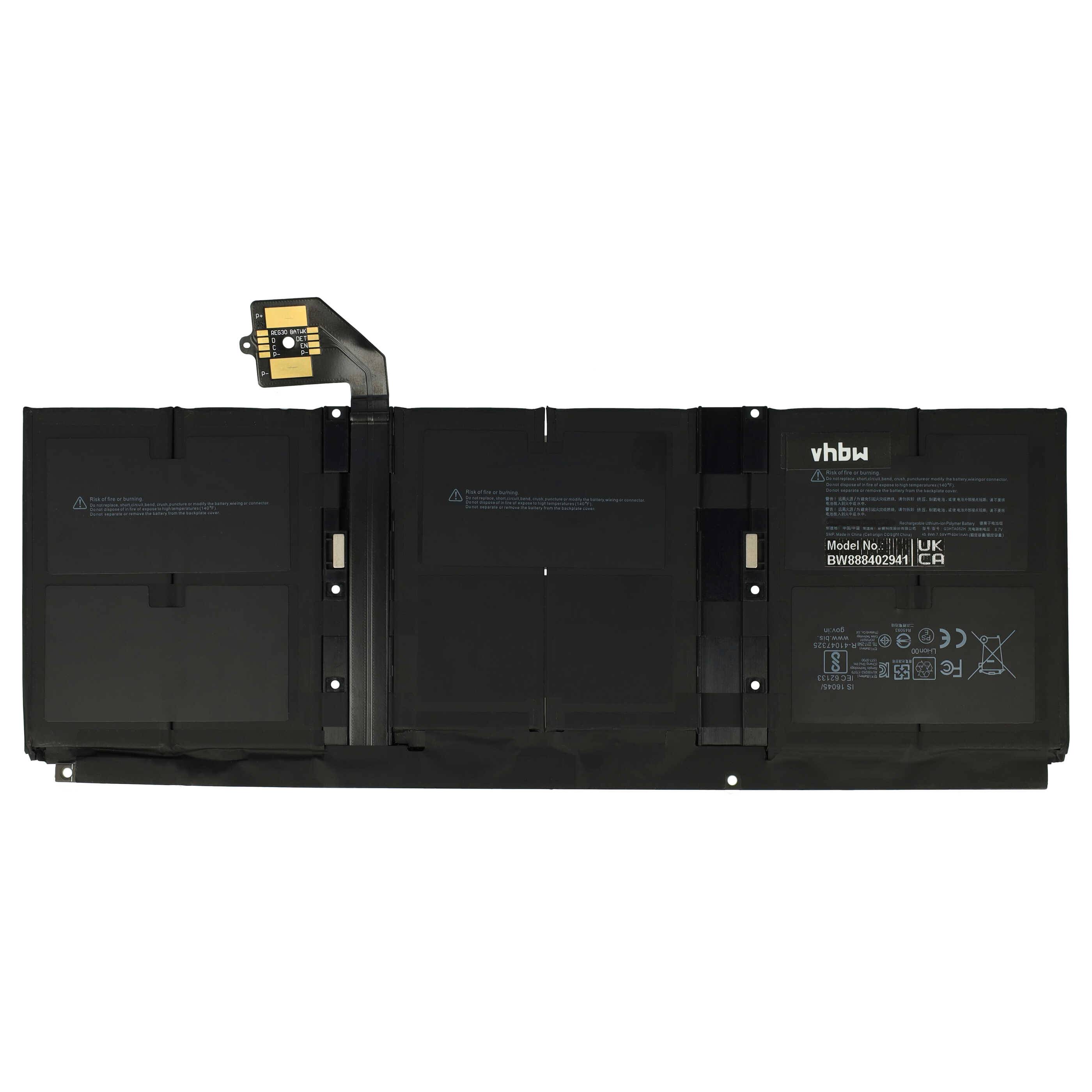 vhbw Akku Ersatz für Microsoft DYNT02, G3HTA058H, G3HTA057H, G3HTA052H für Notebook (6041 mAh, 7,58 V, Li-Polymer)