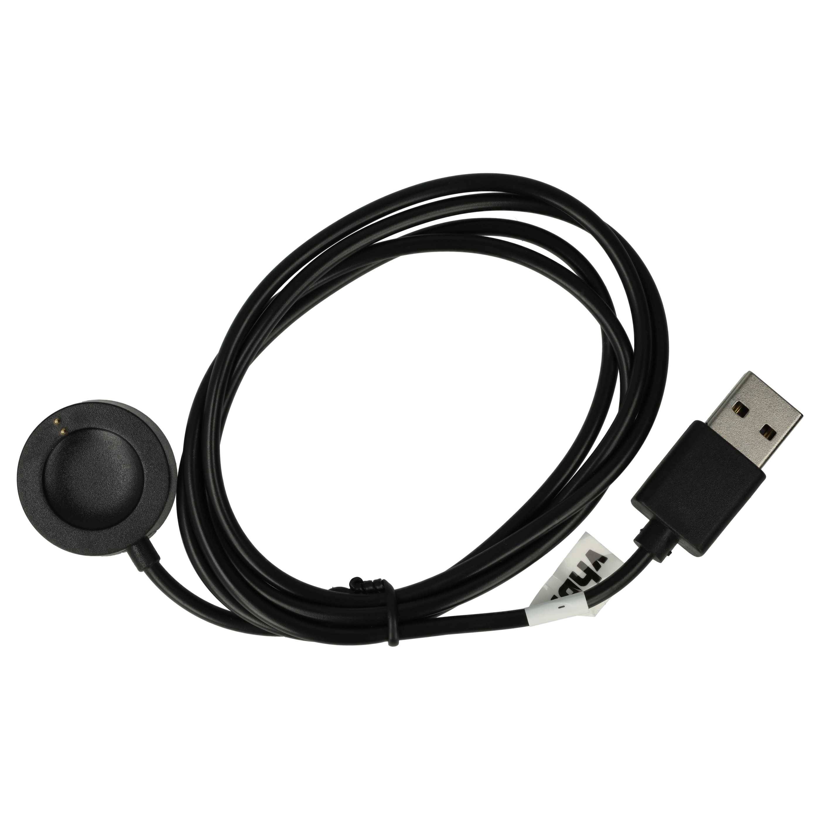 vhbw USB Ladekabel kompatibel mit Misfit Vapor 2 Smartwatch Fitnesstracker - Ladestation Schwarz, magnetisch, 100 cm