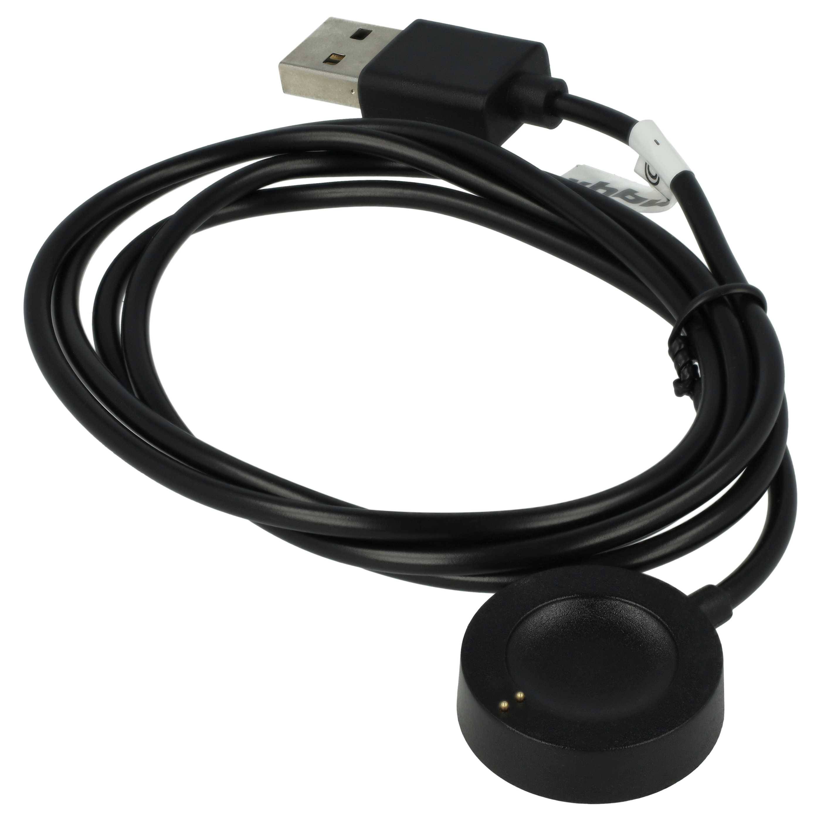vhbw USB Ladekabel kompatibel mit Misfit Vapor 2 Smartwatch Fitnesstracker - Ladestation Schwarz, magnetisch, 100 cm