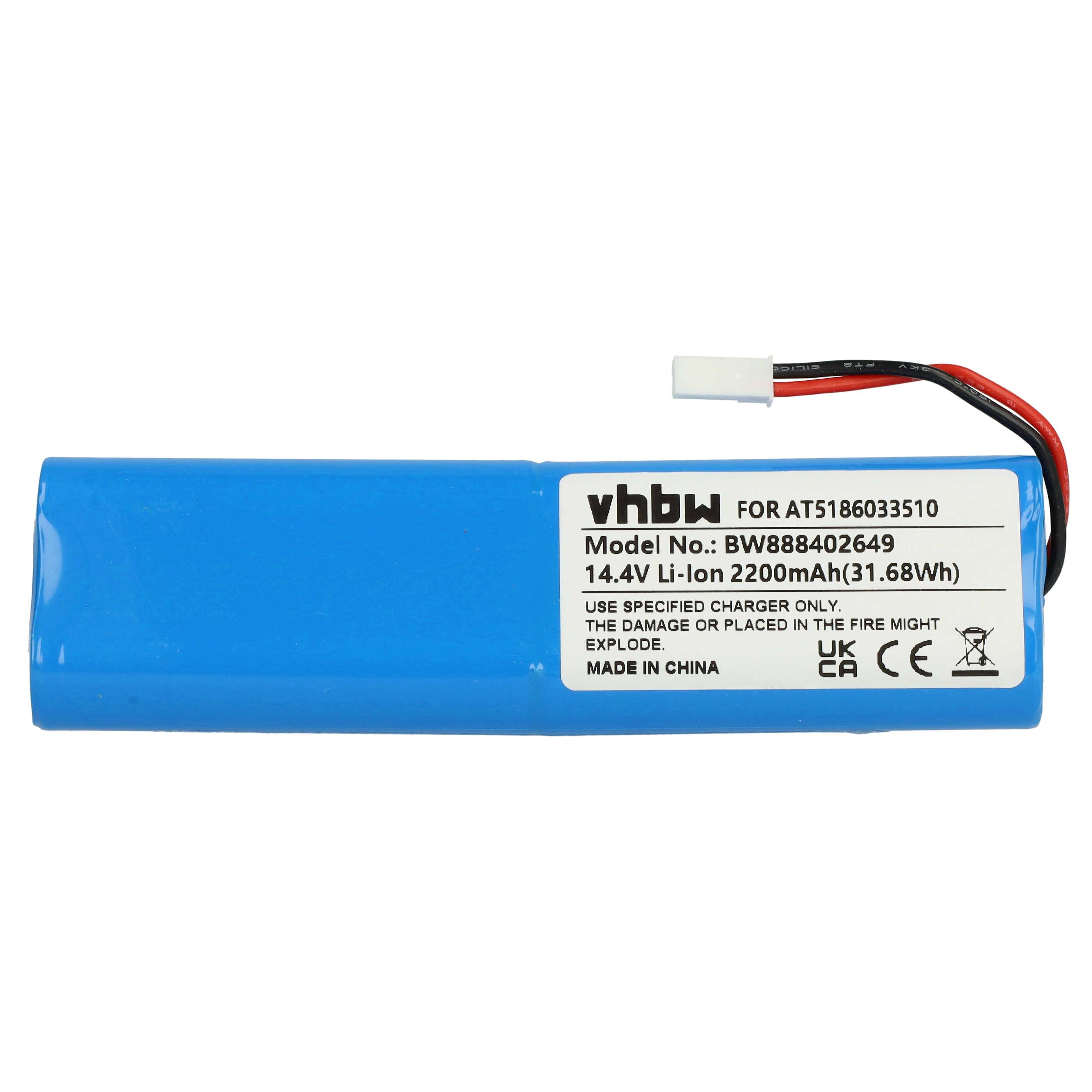 vhbw Akku kompatibel mit Medion E32 SW, MD18510 Staubsauger (2200 mAh, 14,4 V, Li-Ion)