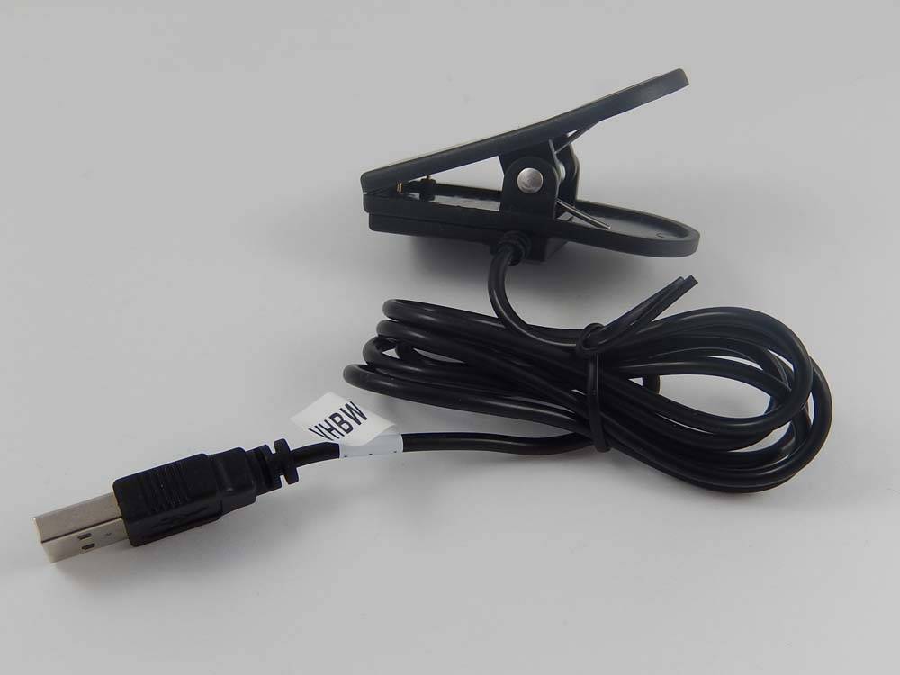vhbw USB Ladekabel kompatibel mit Garmin Forerunner 310, 405, 405CX, 410, 910, 310XT Smartwatch Fitnesstracker - Ladestation Schwarz, 96 cm
