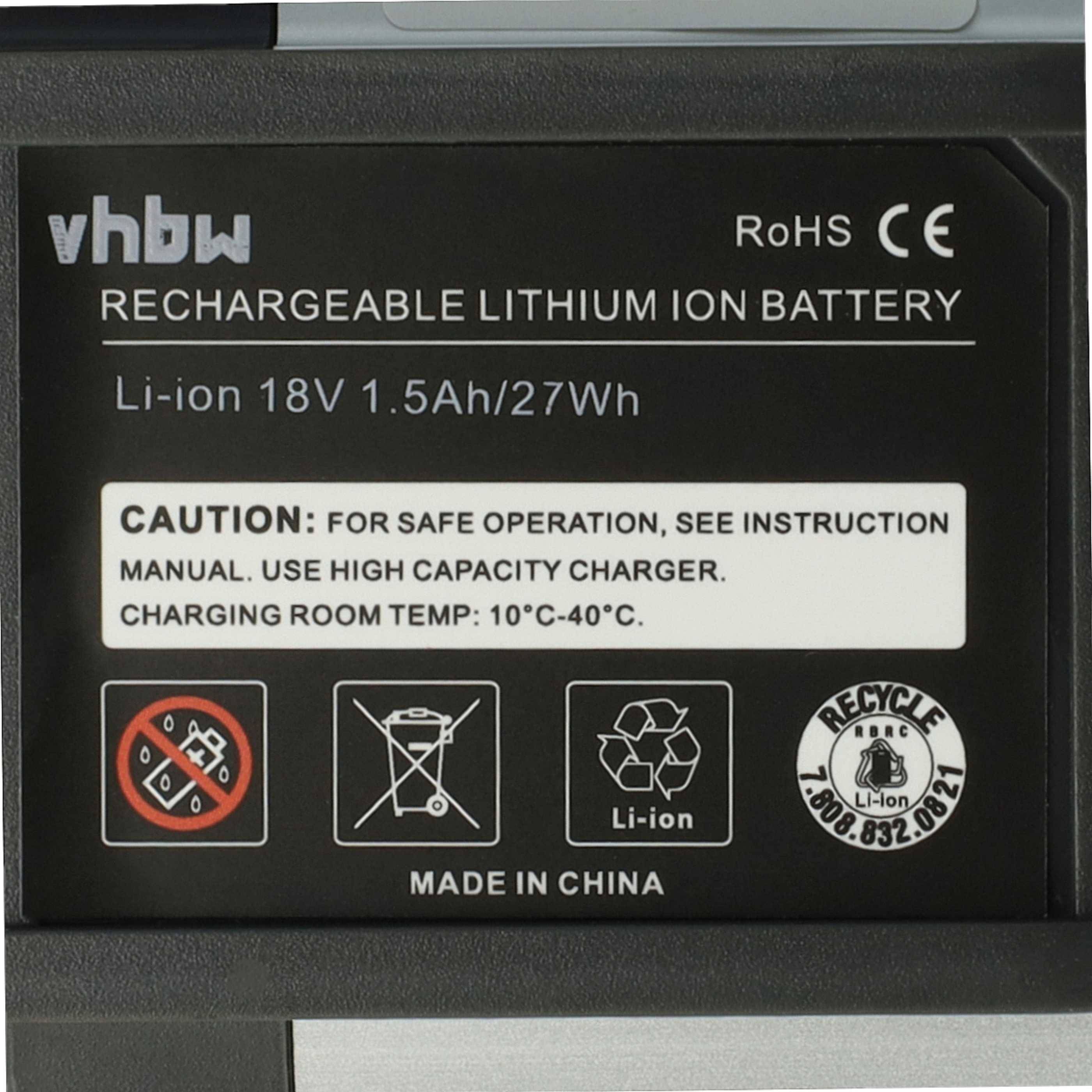 vhbw 2x Akku kompatibel mit Gardena TCS Li-18/20 (8866-20), PowerMax Li-18/32 5039-20 Rasenmäher Grasschere, Strauchschere (1500mAh 18V Li-Ion)