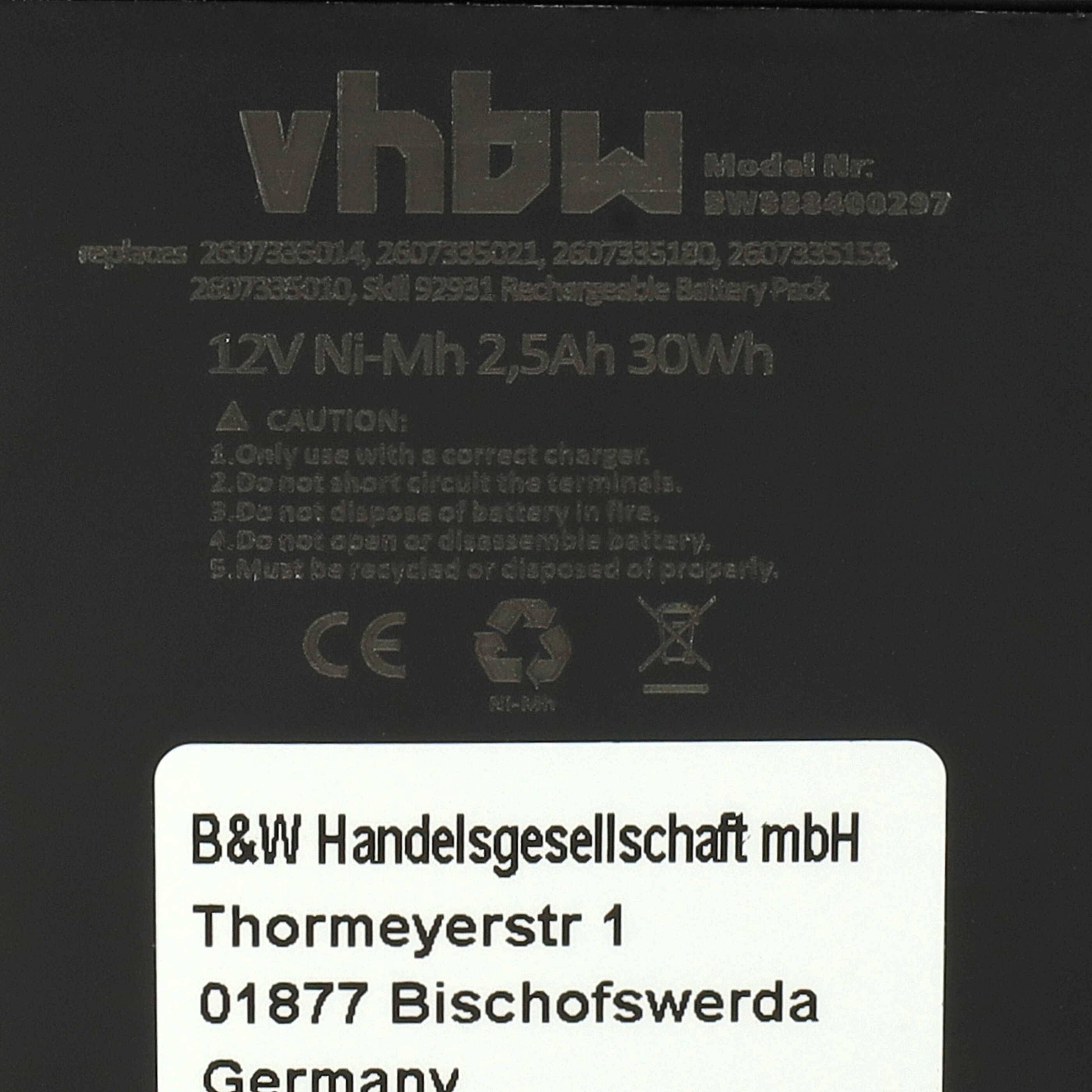 vhbw Akku kompatibel mit Bosch GSR-Serie 1. Generation Werkzeug (2500 mAh, NiMH, 12 V)