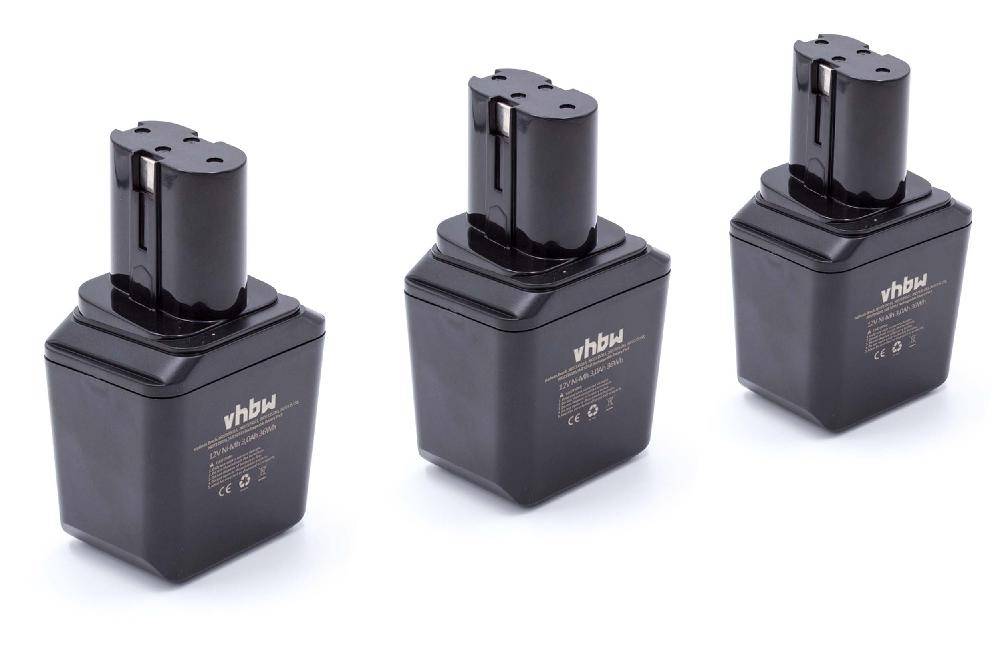 vhbw 3x Akku kompatibel mit Bosch PSR-Serie 1. Generation Werkzeug (3000 mAh, NiMH, 12 V)