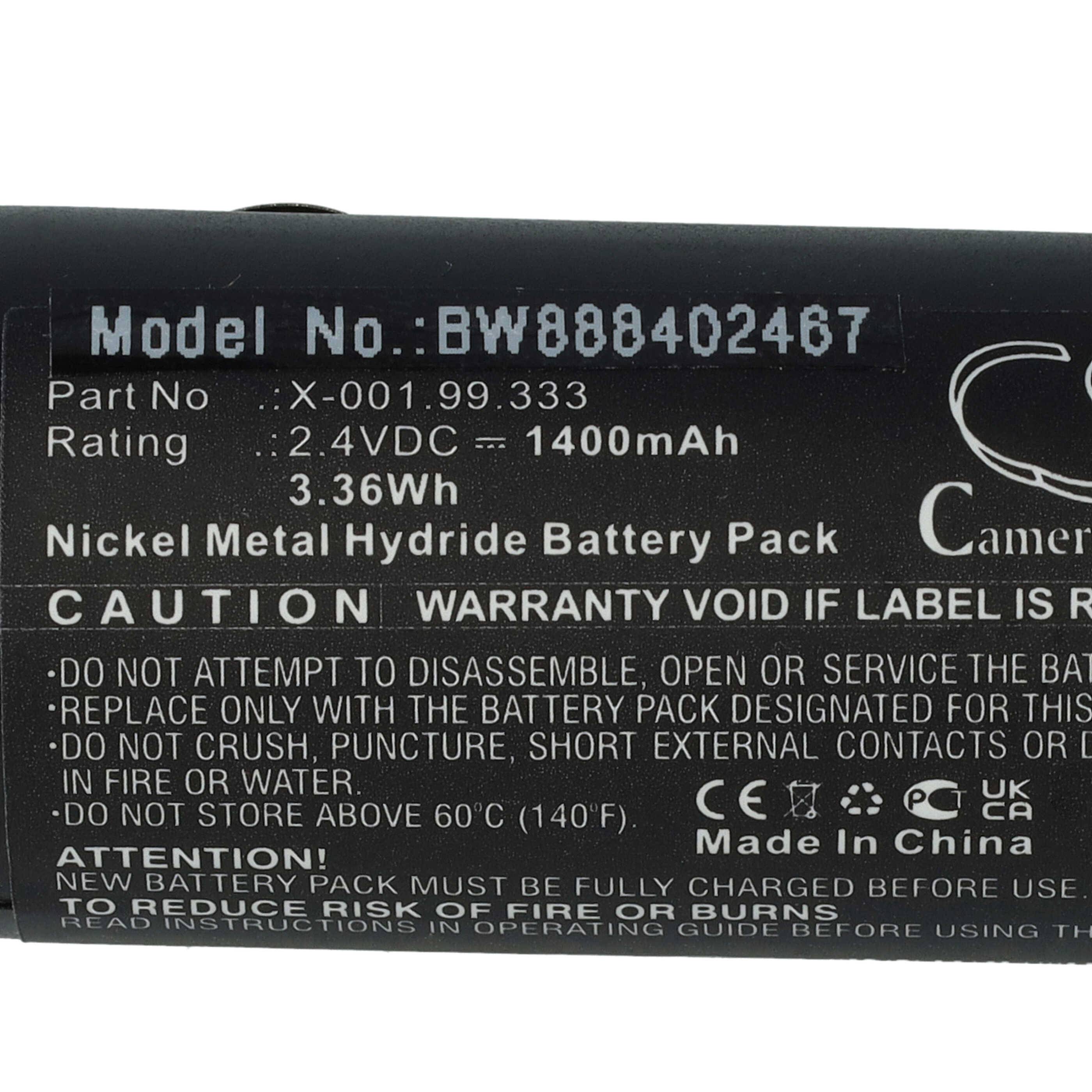 vhbw Akku kompatibel mit Heine S2Z (alte Handgriffe) Medizintechnik (1400mAh, 2,4V, NiMH)