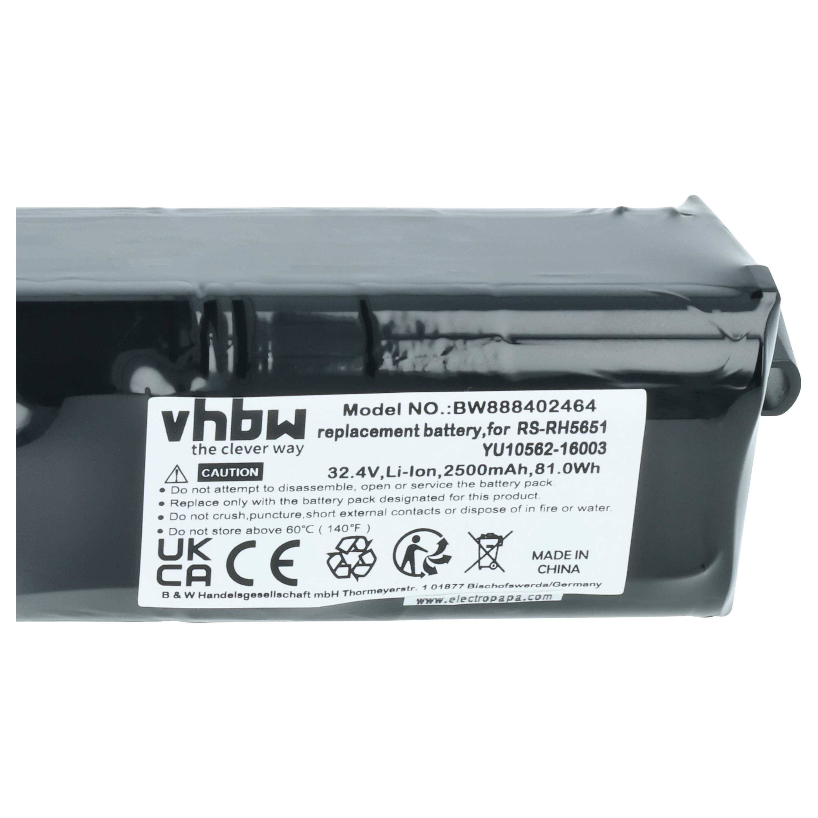vhbw Akku kompatibel mit Rowenta Air Force Extreme Silence RH8895WO / 9A2 | Staubsauger (2500 mAh, 32,4 V, Li-Ion)