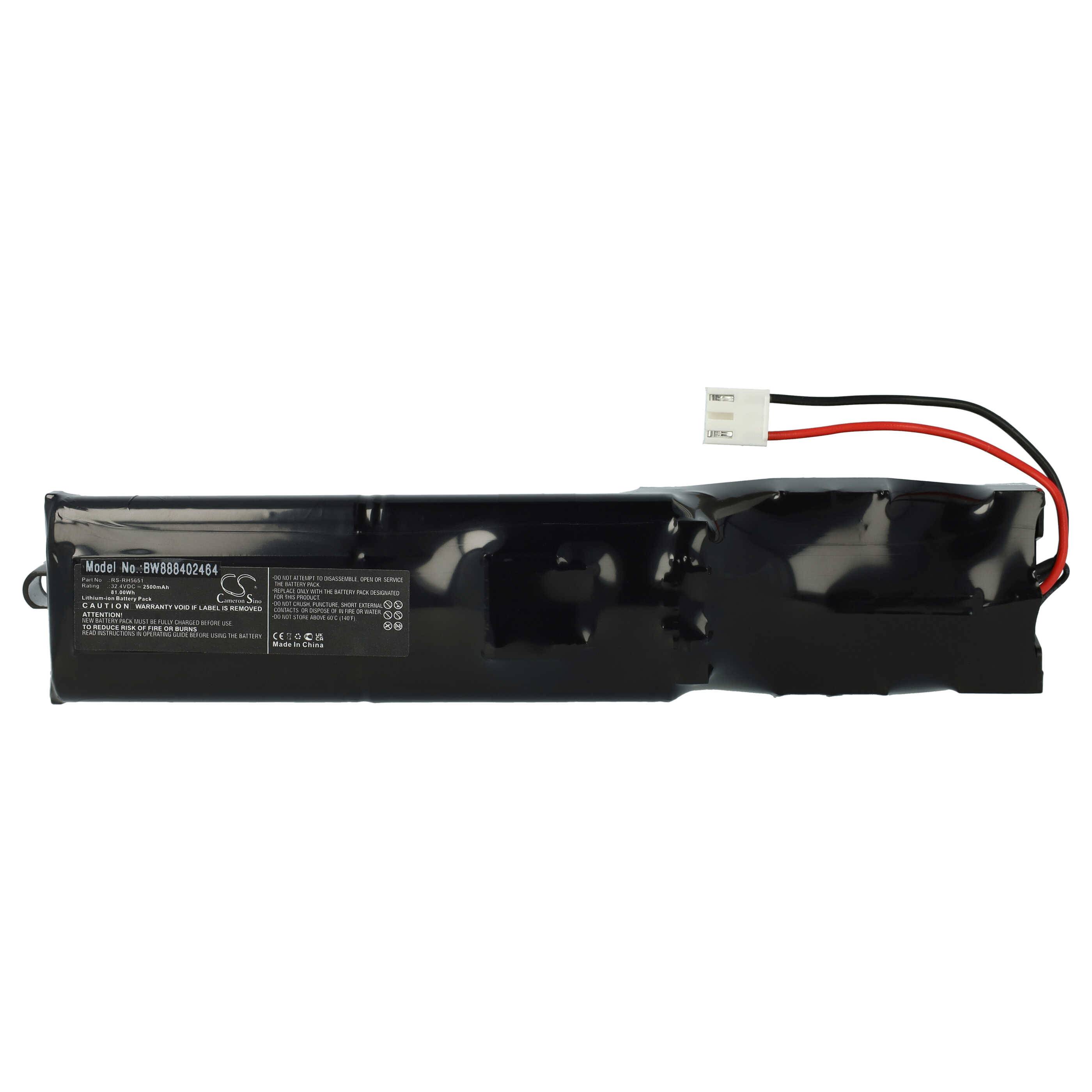 Ein schwarzes Batteriepack mit sichtbaren Drähten und einem Etikett, das die Modellnummer „BW0402404