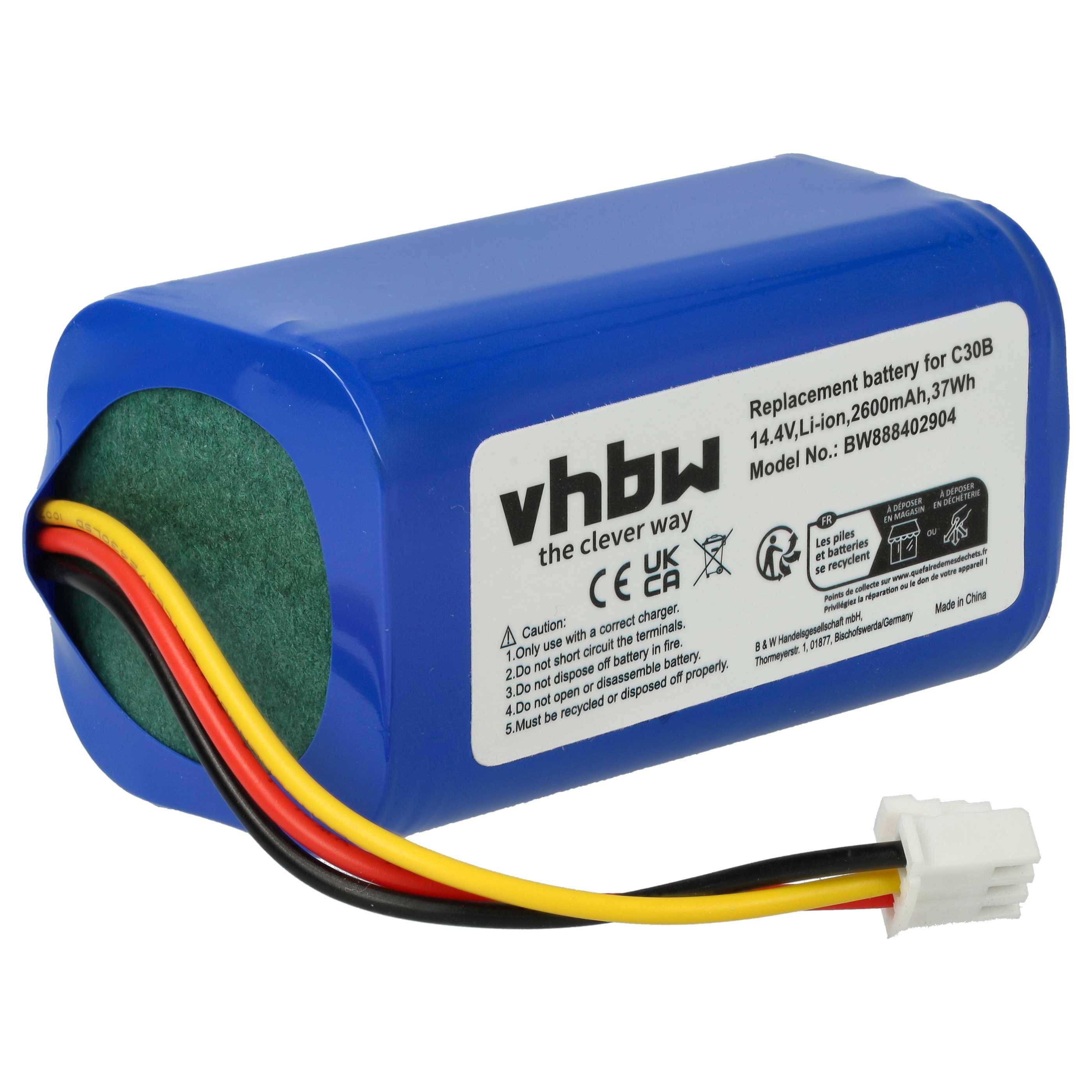 vhbw Akku kompatibel mit Beko VRR 50414 VW Staubsauger (2600 mAh, 14,4 V, Li-Ion)