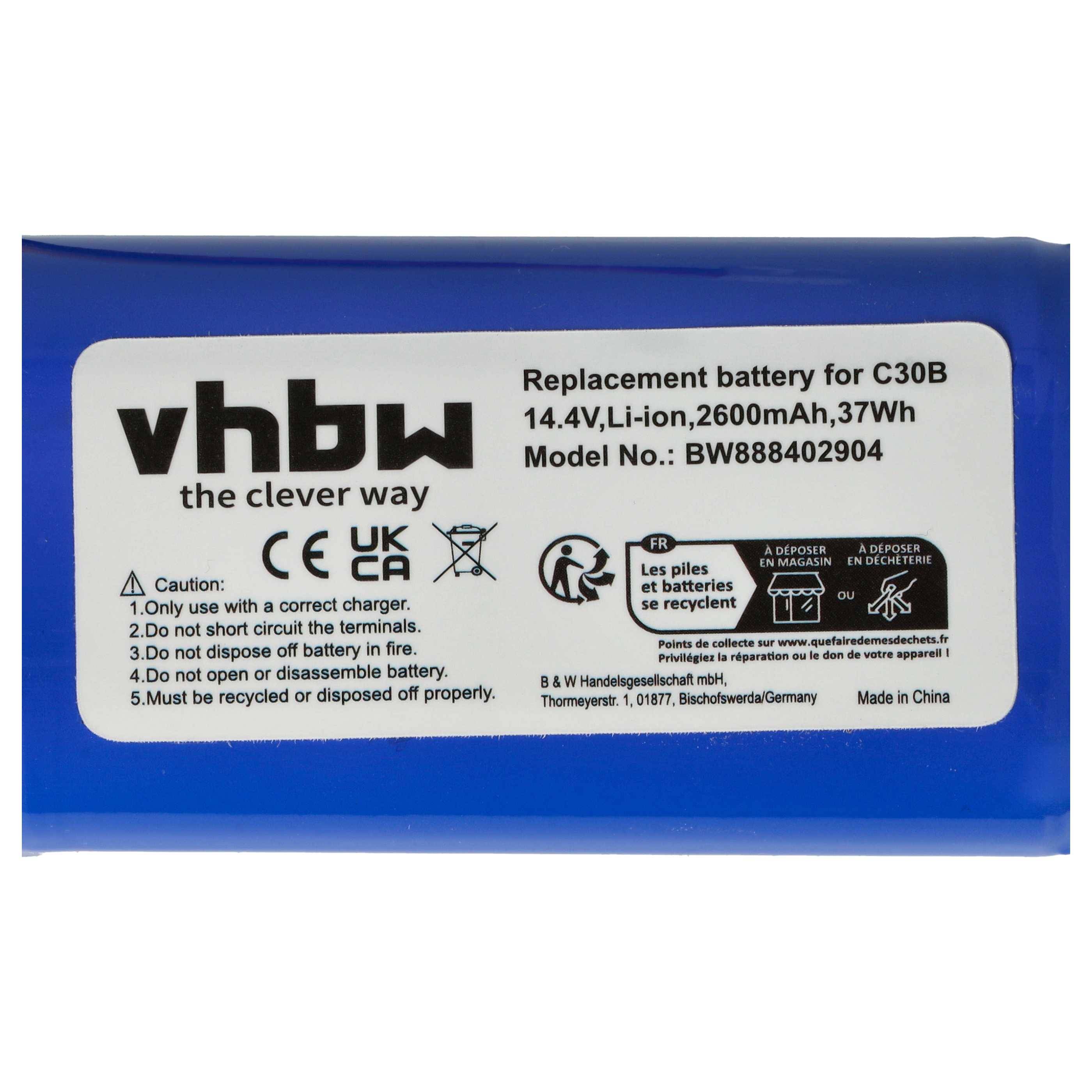 vhbw Akku kompatibel mit Liectroux C30B, C30B 2D Staubsauger (2600 mAh, 14,4 V, Li-Ion)