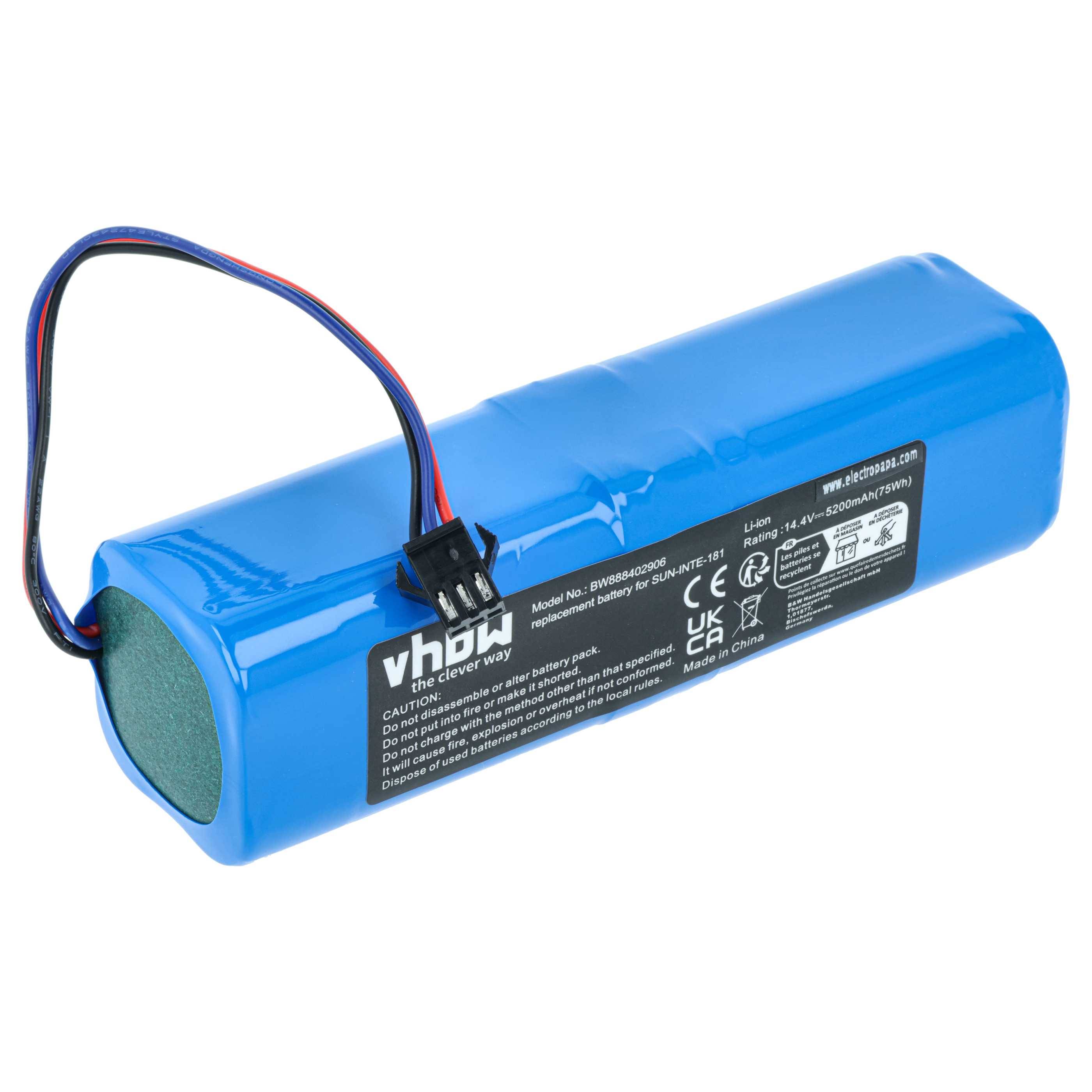 vhbw 1x Akku Ersatz für Xiaomi SUN-INTE-279, 4INR19/66-2 für Staubsauger (5200 mAh, 14,4 V, Li-Ion)