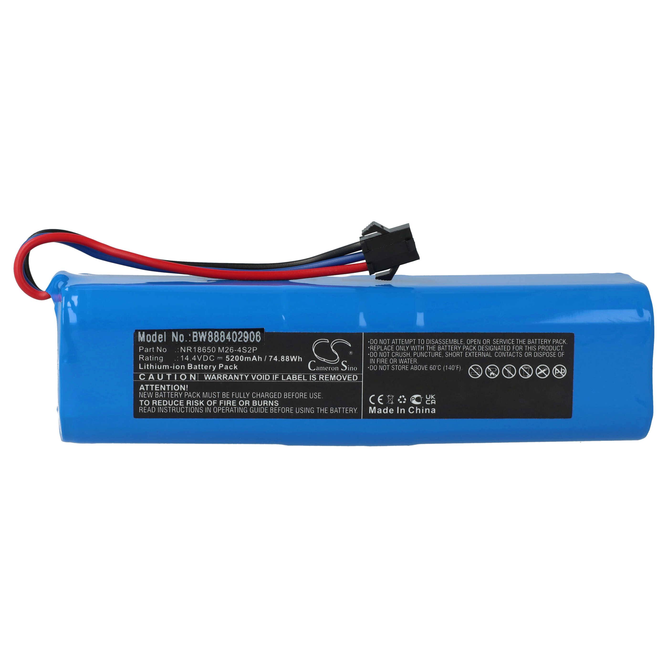 vhbw 1x Akku kompatibel mit Arnagar S8 Pro, S8 Staubsauger (5200 mAh, 14,4 V, Li-Ion)