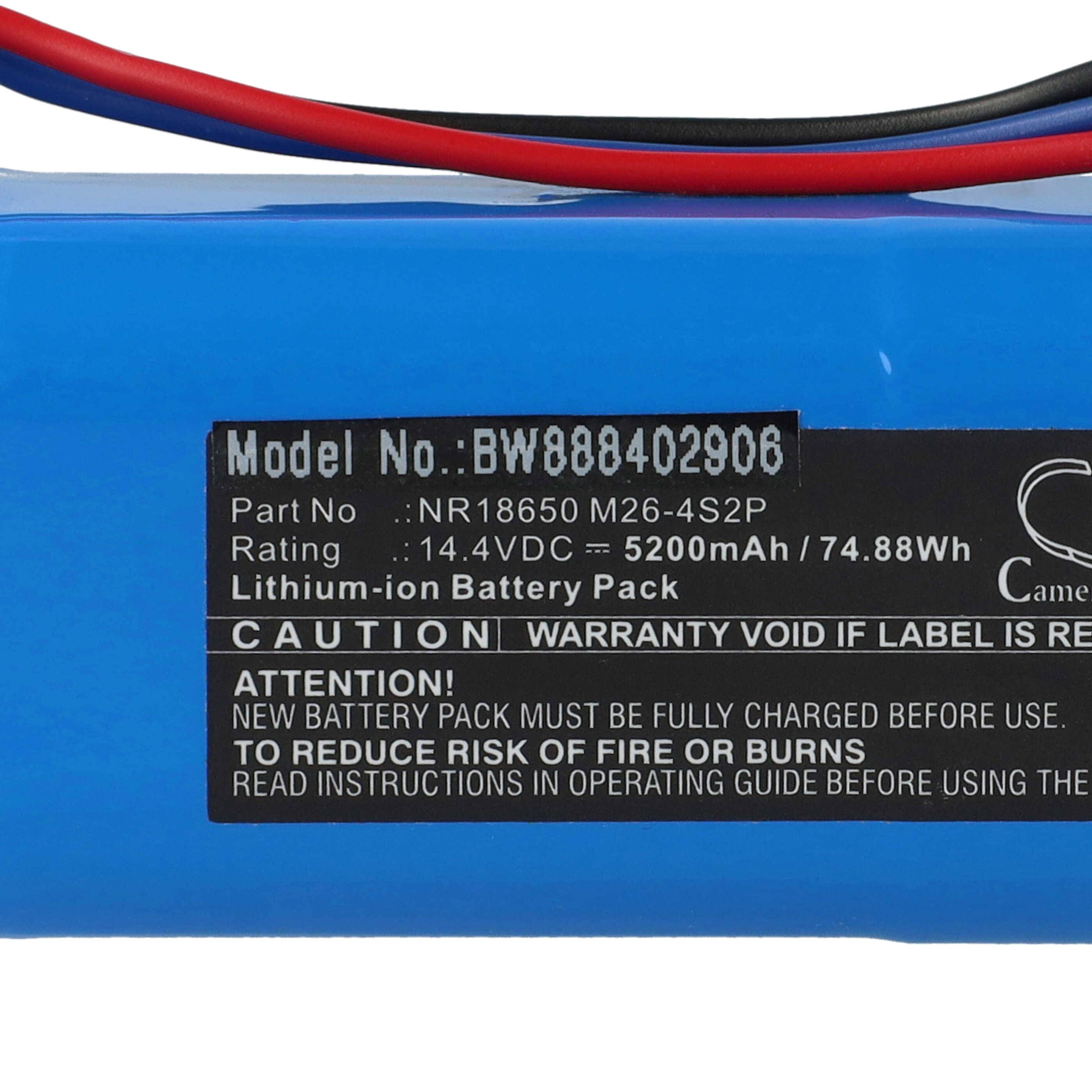 vhbw 1x Akku kompatibel mit Arnagar S8 Pro, S8 Staubsauger (5200 mAh, 14,4 V, Li-Ion)