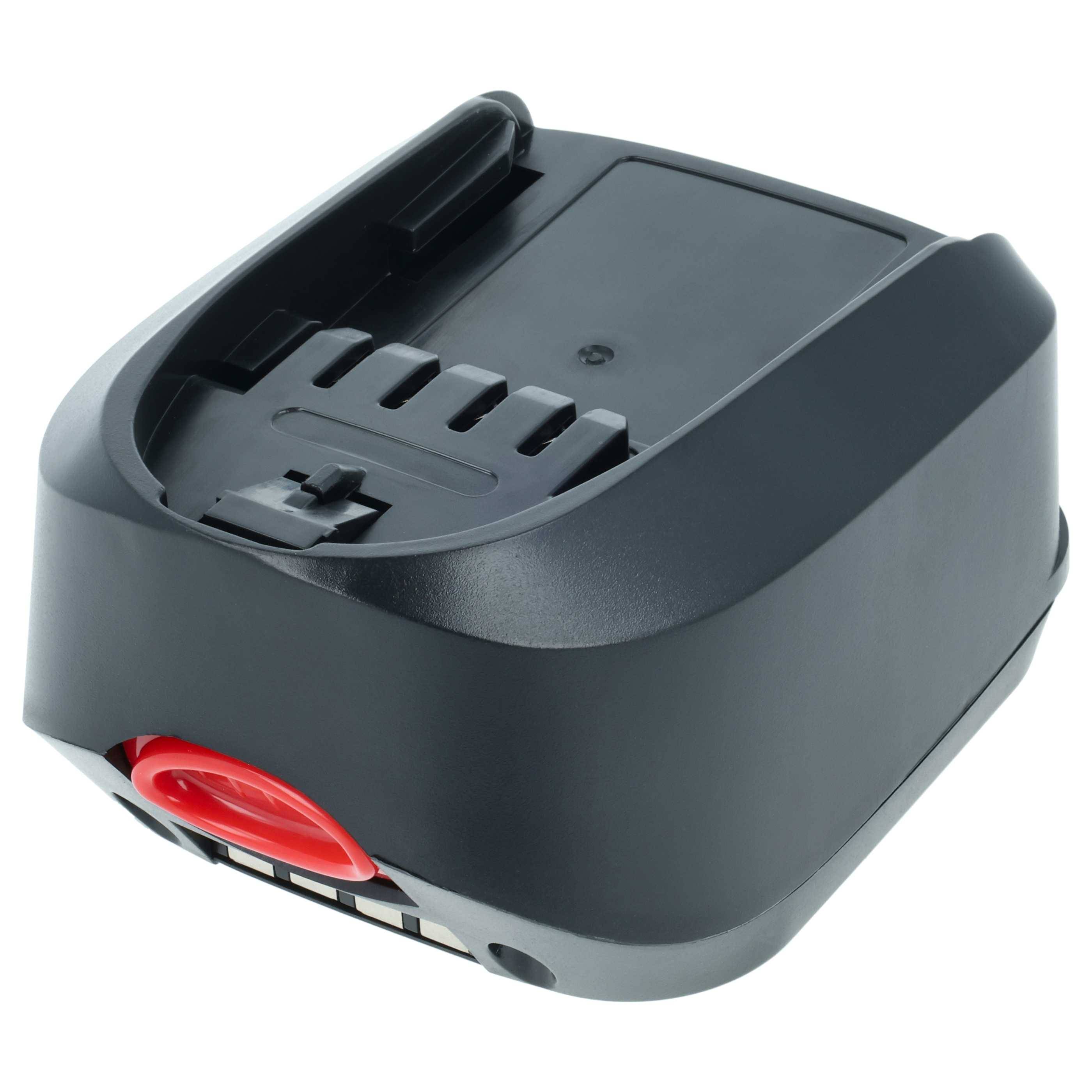 Schwarzes Batterie-Ladegerät mit rotem Freigaberiegel auf weißem Hintergrund.
