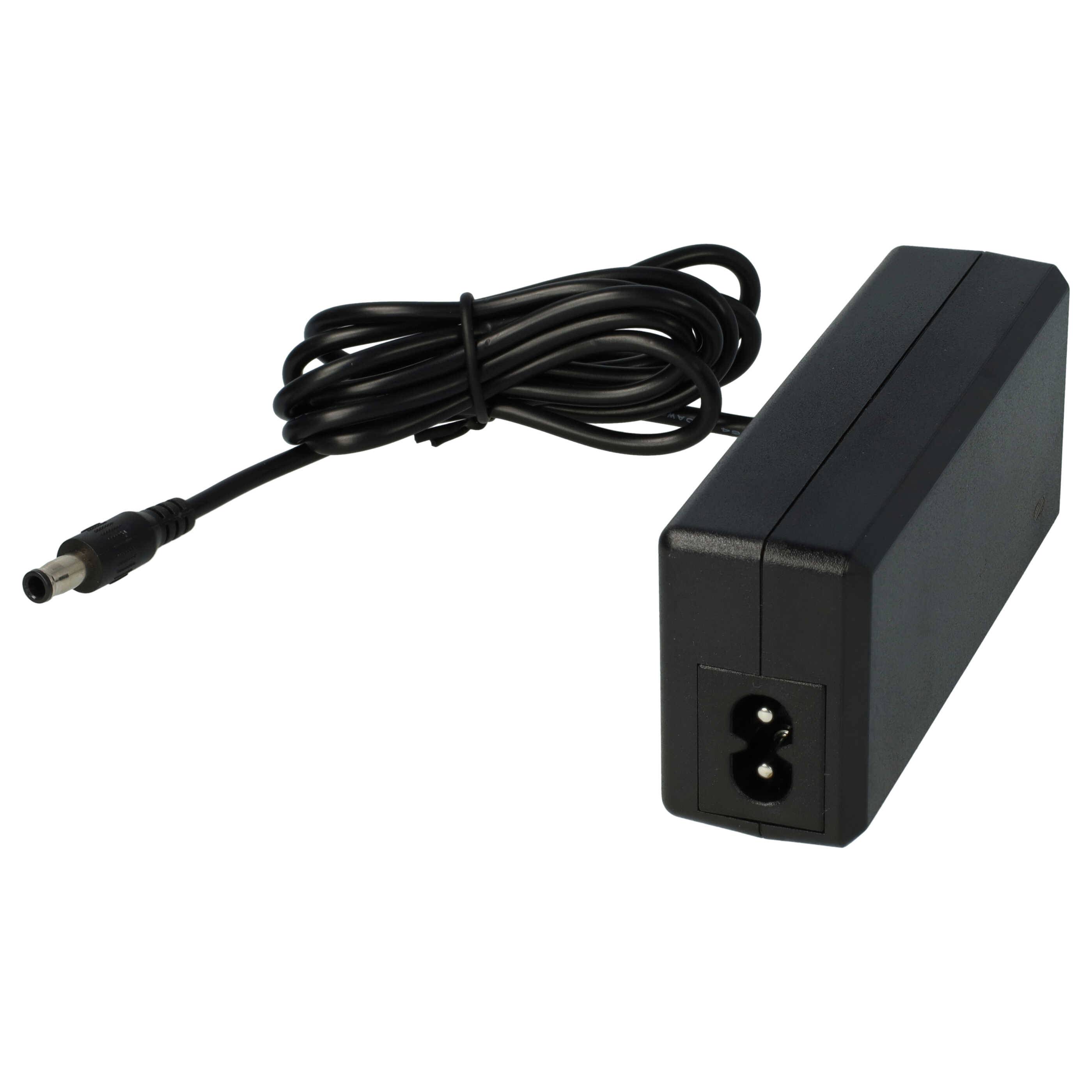 Ein schwarzer Stromadapter mit einem langen Kabel und einem Stecker, der für elektronische Geräte geeignet ist.