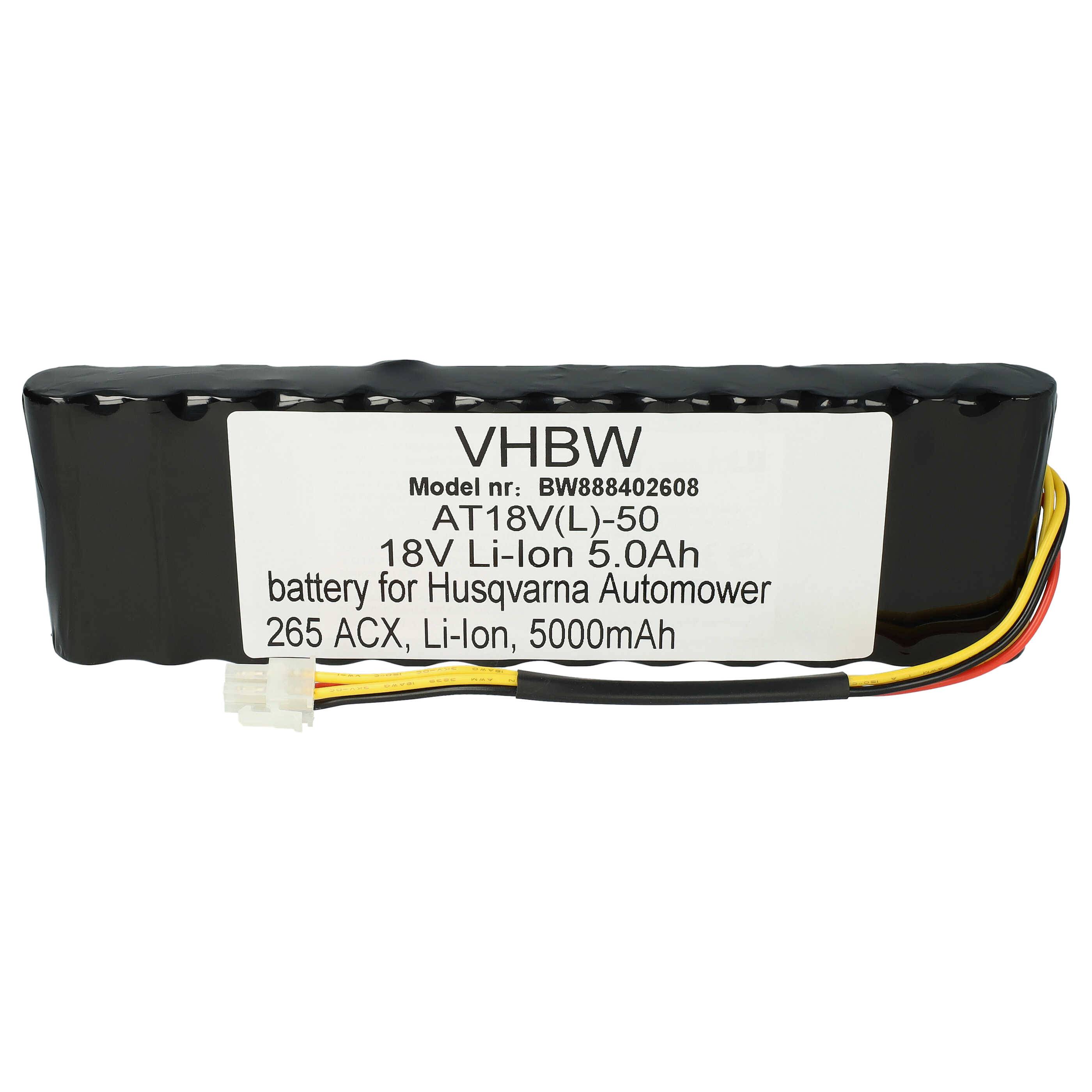 vhbw Akku kompatibel mit Husqvarna Automower 265 ACX 2014, 265 ACX 2013, 265 ACX 2012, 265 ACX Rasenroboter Rasenmäher (5000mAh 18V Li-Ion)