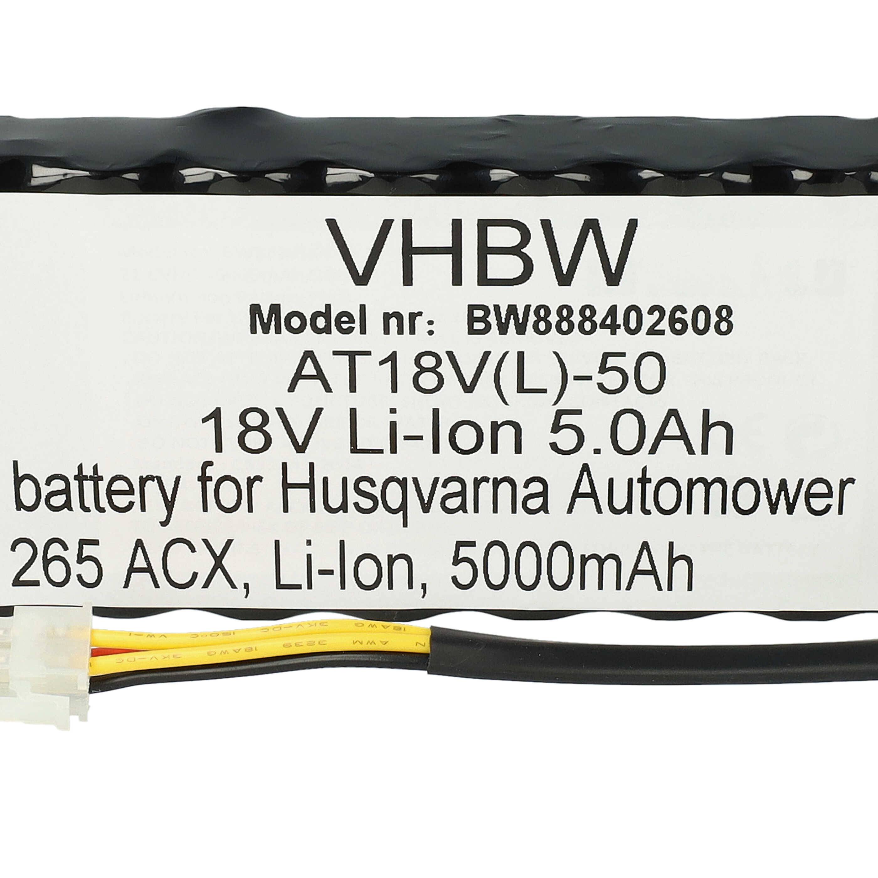 vhbw Akku kompatibel mit Husqvarna Automower 265 ACX G2-2, 265 ACX 2015 Rasenroboter Rasenmäher (5000mAh 18V Li-Ion)
