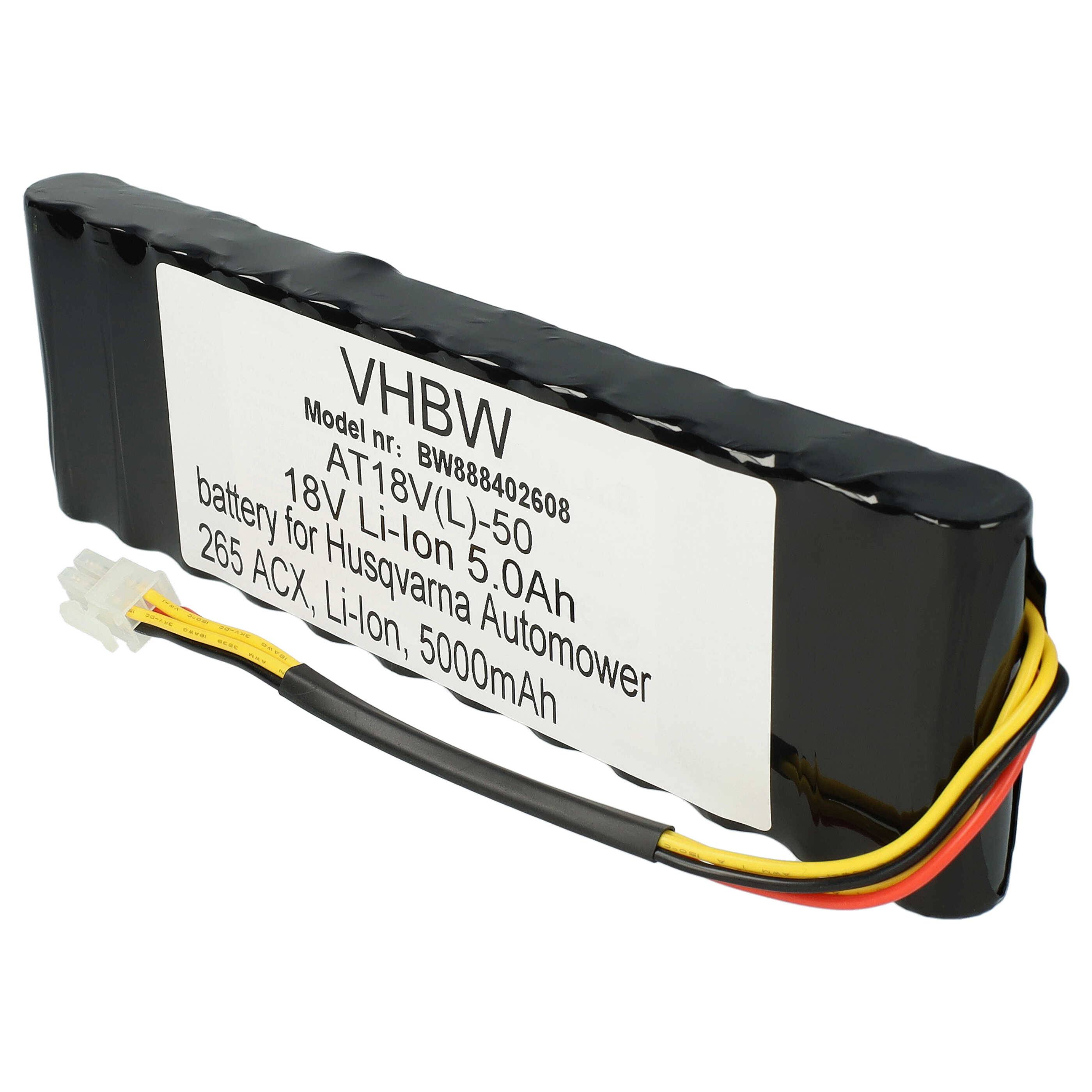vhbw Akku Ersatz für Husqvarna 597 21 32-02, 597 21 32-03 für Rasenroboter Rasenmäher (5000mAh 18V Li-Ion)