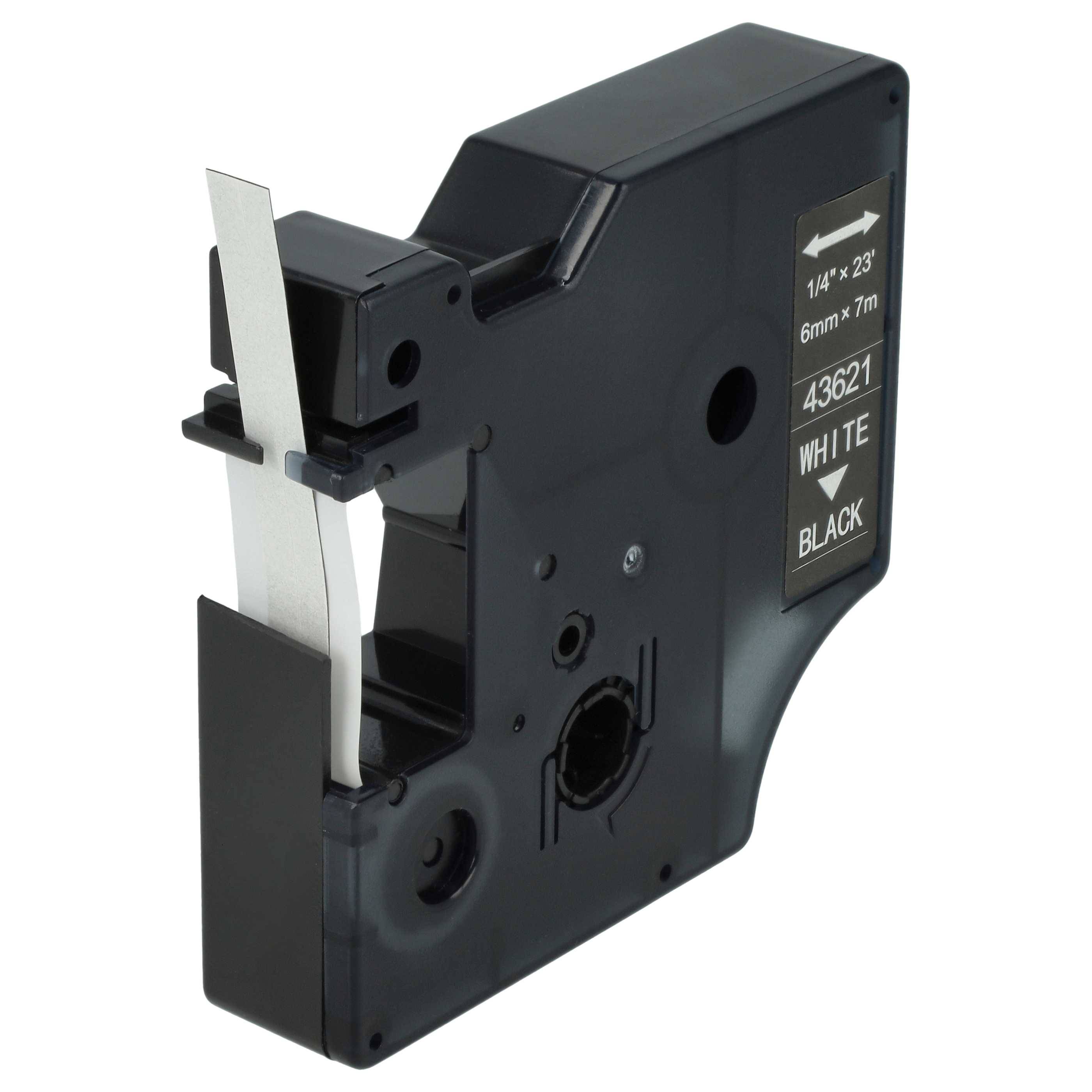 vhbw Schriftband-Kassette kompatibel mit Dymo LabelManager 420P, 400, 450D, 450, 500TS, 500, 360D, 350D Etiketten-Drucker 7m x 6mm Weiß auf Schwarz