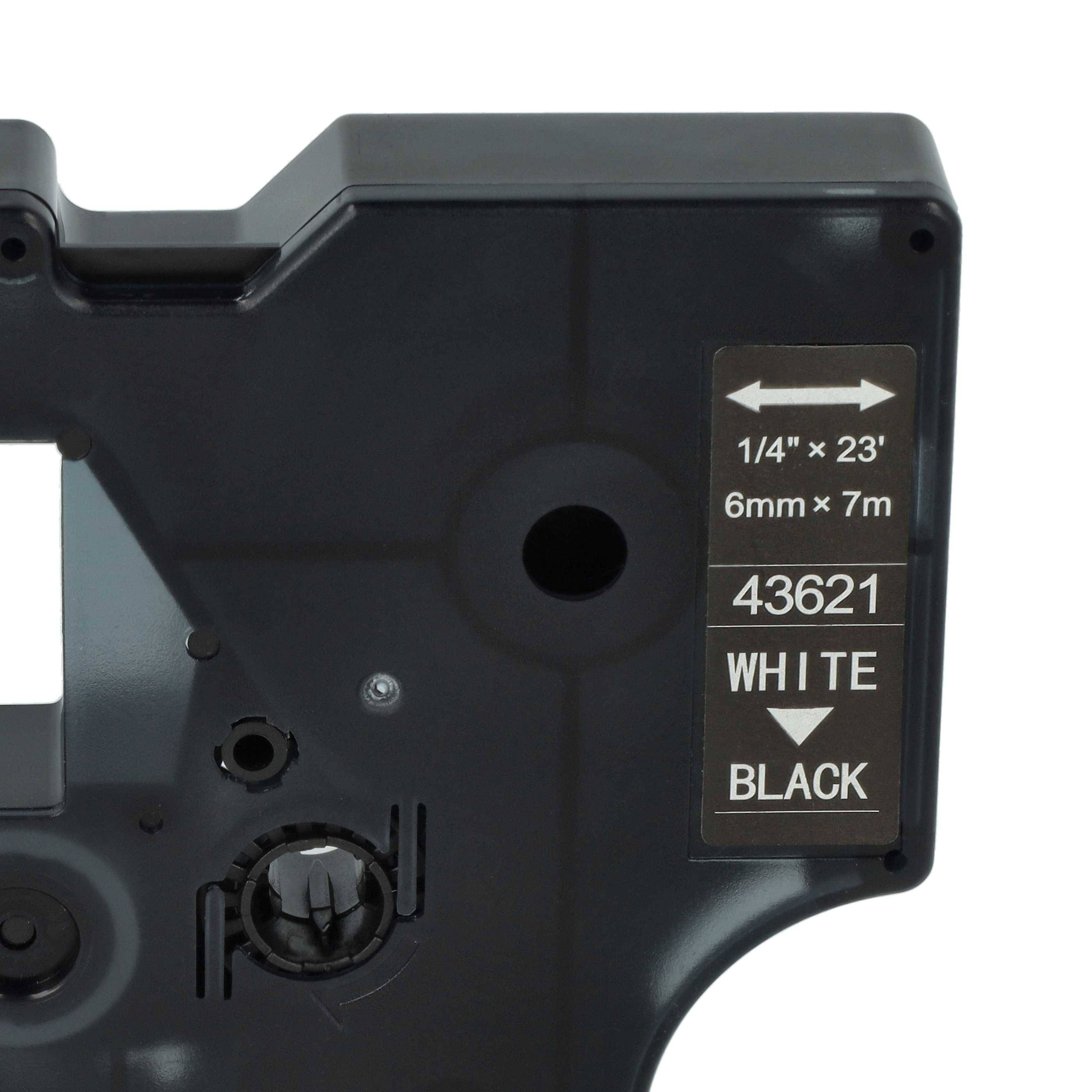 vhbw Schriftband-Kassette kompatibel mit Dymo LabelManager 420P, 400, 450D, 450, 500TS, 500, 360D, 350D Etiketten-Drucker 7m x 6mm Weiß auf Schwarz