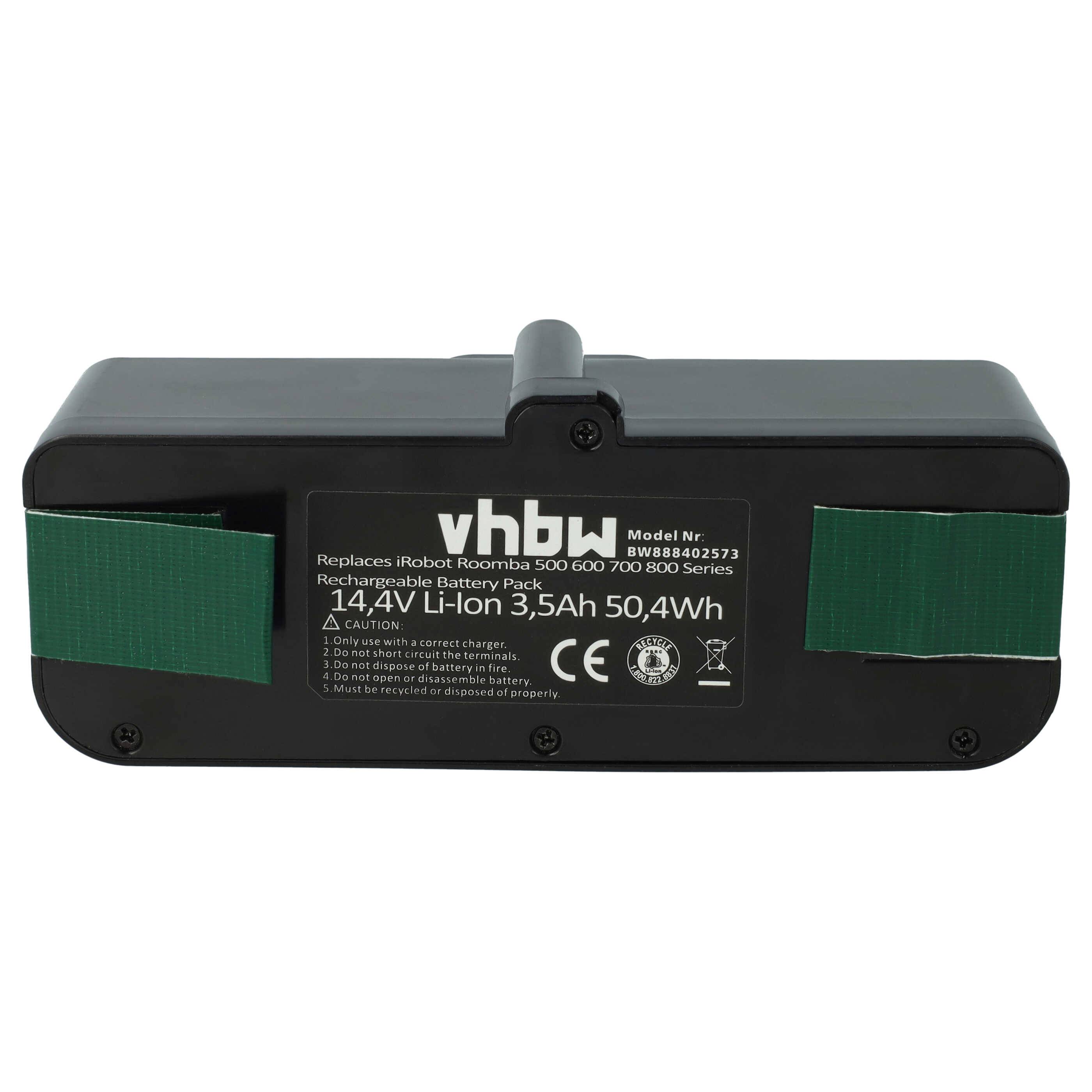vhbw Akku kompatibel mit iRobot Roomba 696, 860, 690, 890, 801, 850, 695, 805, 877, 895, 891, 896, 691 Staubsauger (3500 mAh, 14,4 V, Li-Ion)