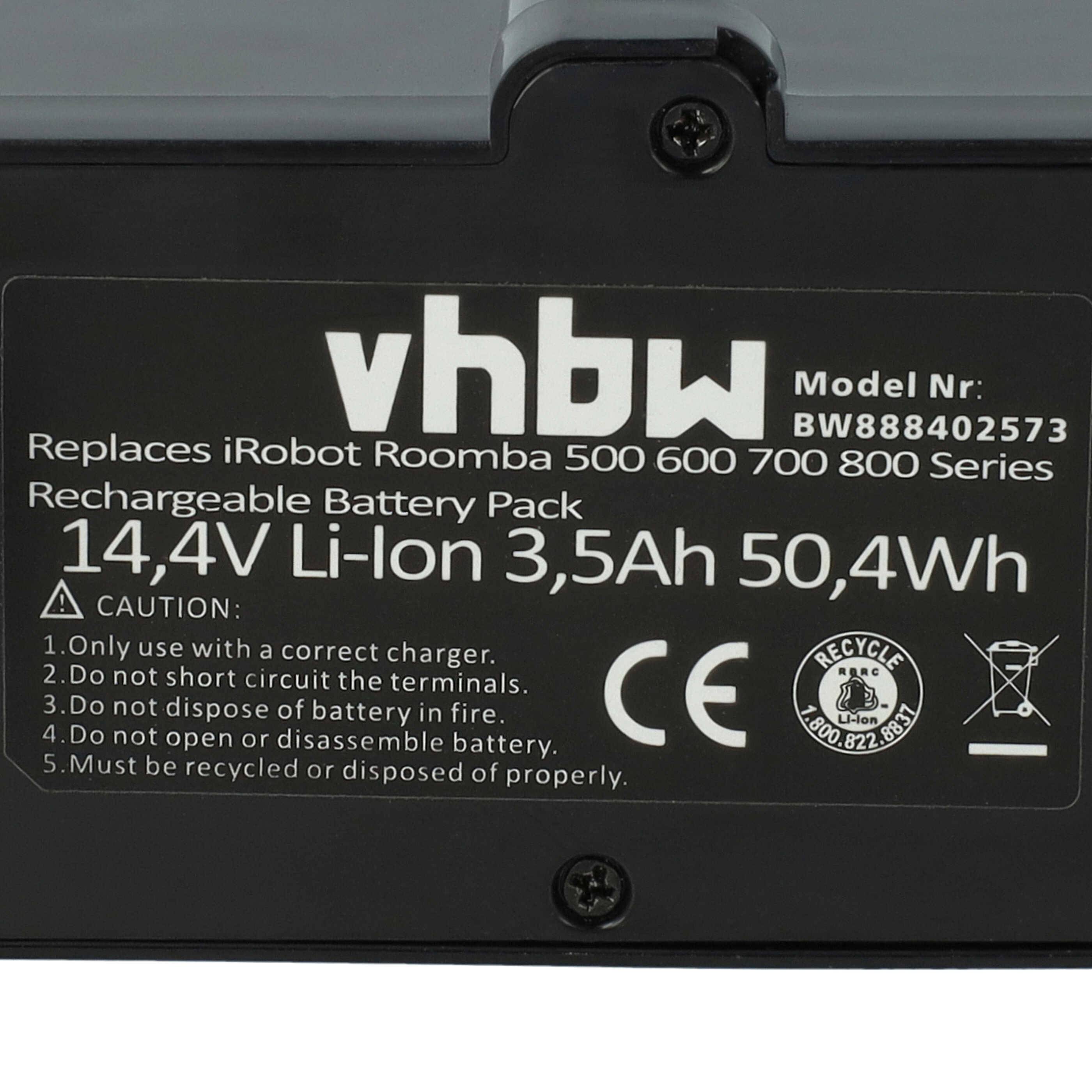 vhbw Akku kompatibel mit iRobot Roomba 640, 671, 681, 665, 614, 675, 652, 685, 677, 680, 670, 676, 615 Staubsauger (3500 mAh, 14,4 V, Li-Ion)