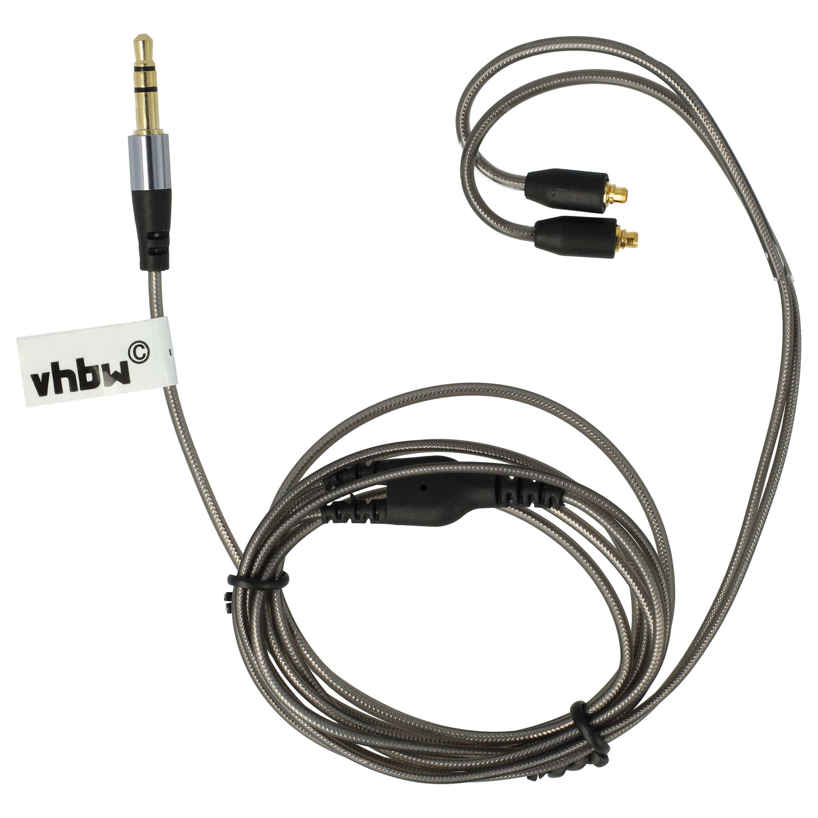 vhbw Audio AUX Kabel kompatibel mit Audiosense TK200, T100 Kopfhörer - Audiokabel 3,5mm Klinkenstecker, 120 cm Grau