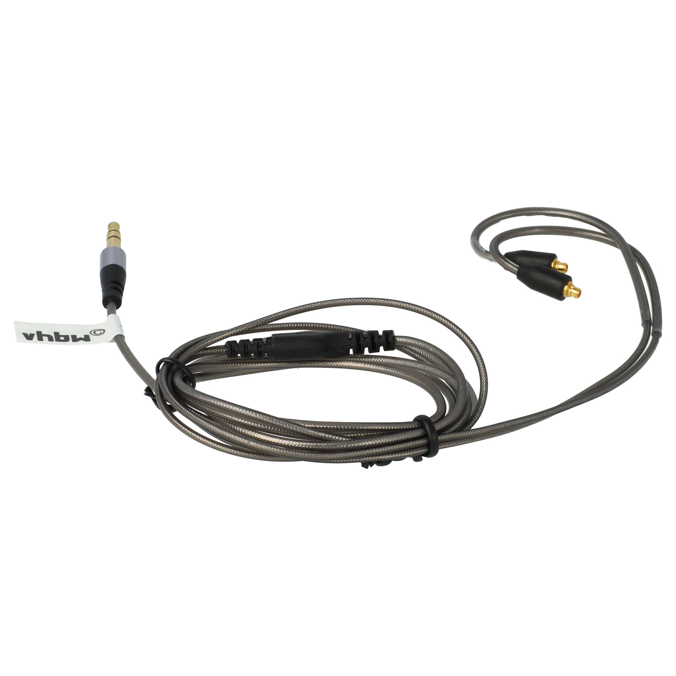 vhbw Audio AUX Kabel kompatibel mit Audiosense TK200, T100 Kopfhörer - Audiokabel 3,5mm Klinkenstecker, 120 cm Grau