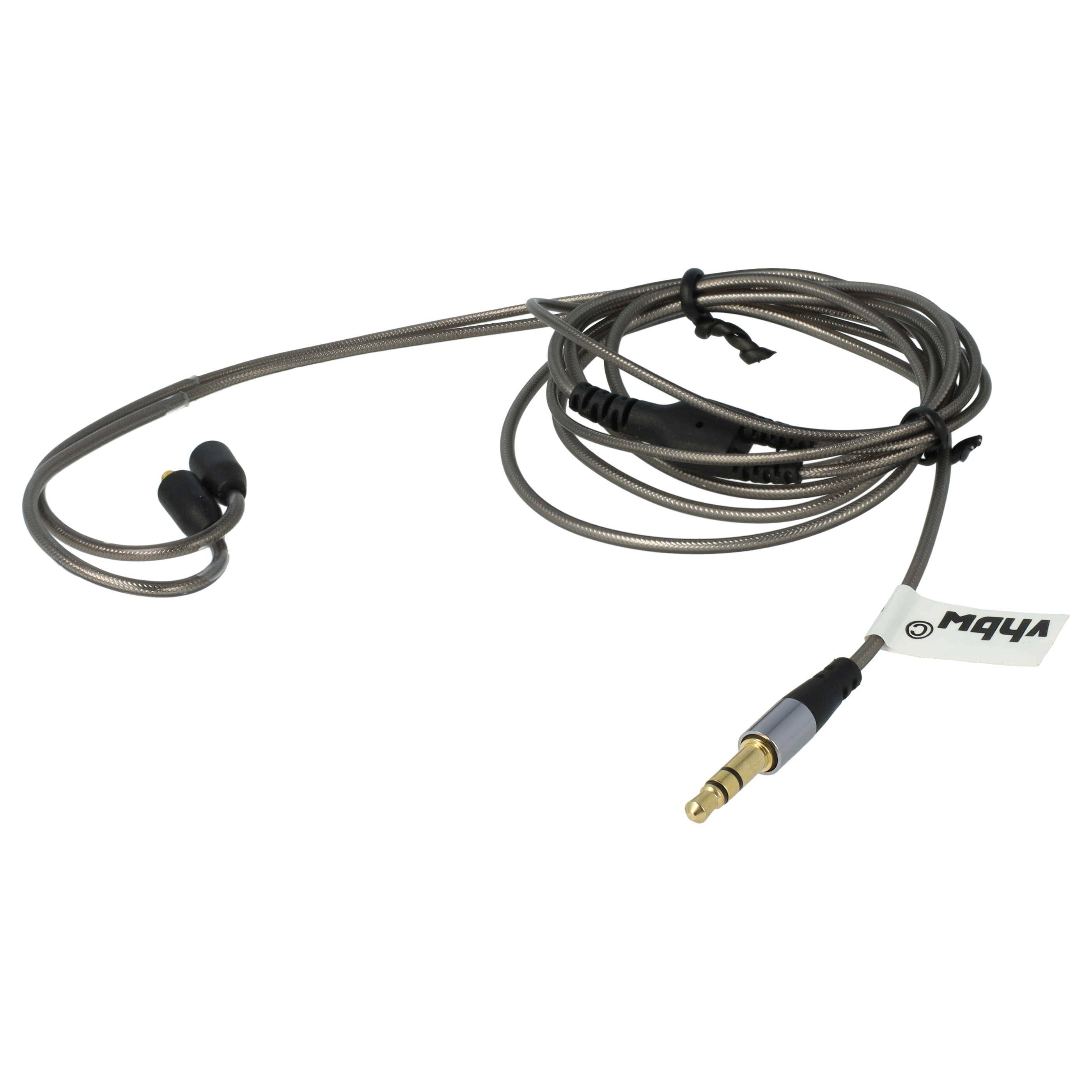 vhbw Audio AUX Kabel kompatibel mit Audiosense TK200, T100 Kopfhörer - Audiokabel 3,5mm Klinkenstecker, 120 cm Grau