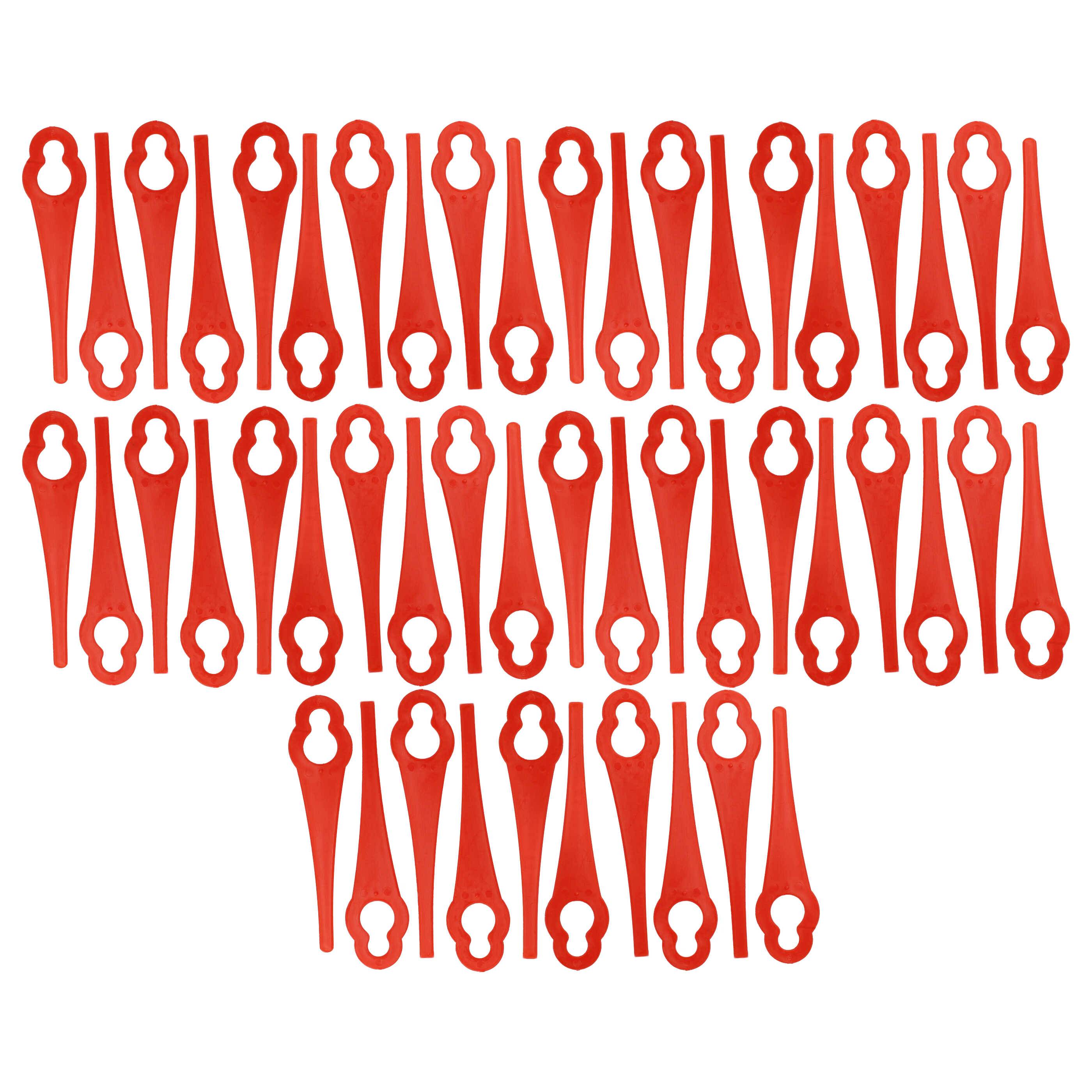 vhbw 50x Ersatz-Messer kompatibel mit Florabest FRT A20 A1, FRT 20 A1 Rasentrimmer - Ersatzklinge Rot, Nylon / Kunststoff