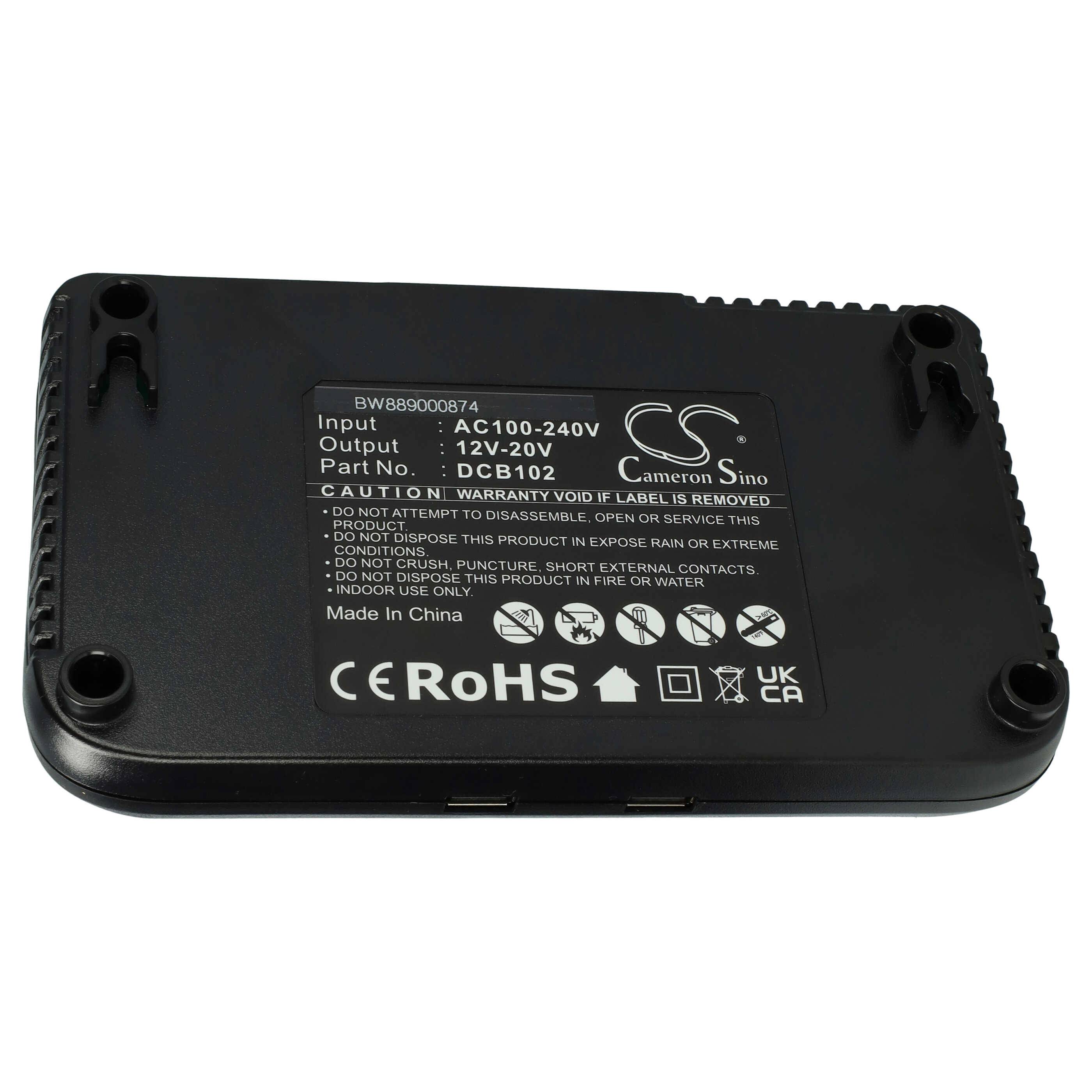 vhbw Dual-Ladegerät kompatibel mit Dewalt DCD710, DCB184, DCB184-XJ, DCB184-XR, DCD700, CL3.C18S Werkzeug Li-Ion-Akkus