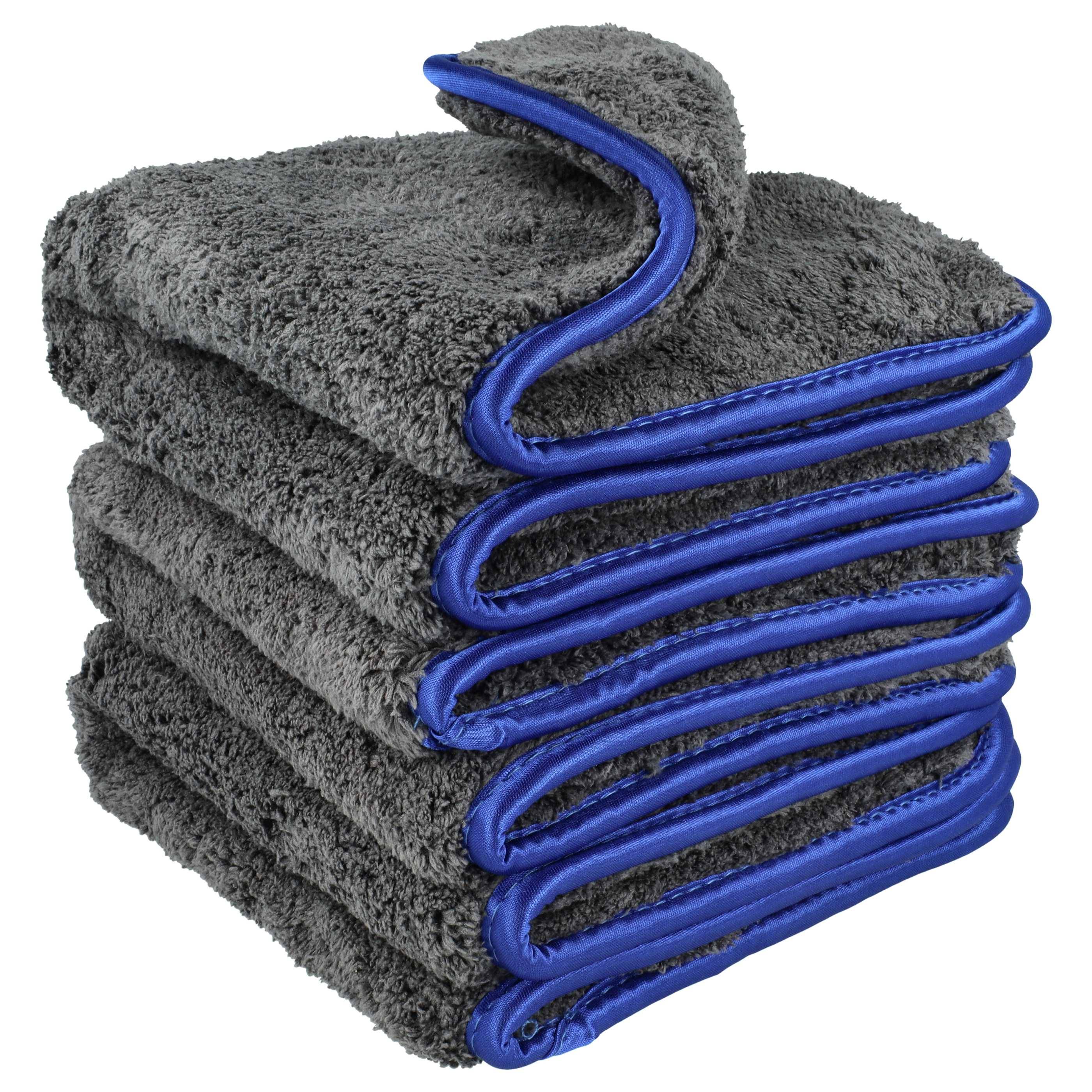 vhbw 3x Pflegetuch für Auto, Motorrad - Mikrofasertücher 42 x 22 cm, Waschbar, Wiederverwendbar Schwarz Blau