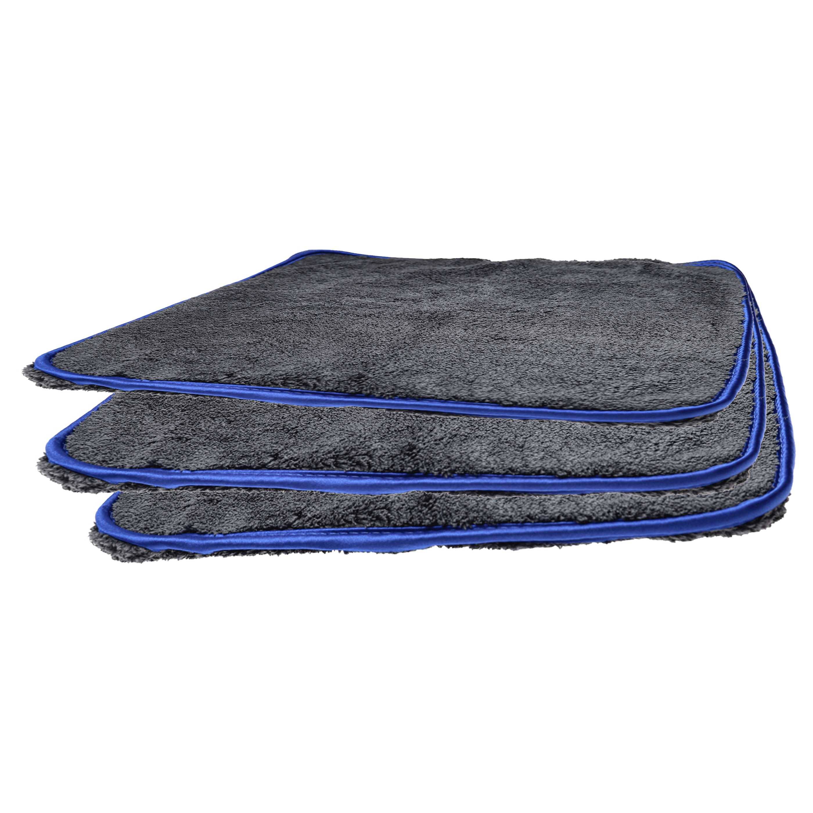 vhbw 3x Pflegetuch für Auto, Motorrad - Mikrofasertücher 42 x 22 cm, Waschbar, Wiederverwendbar Schwarz Blau