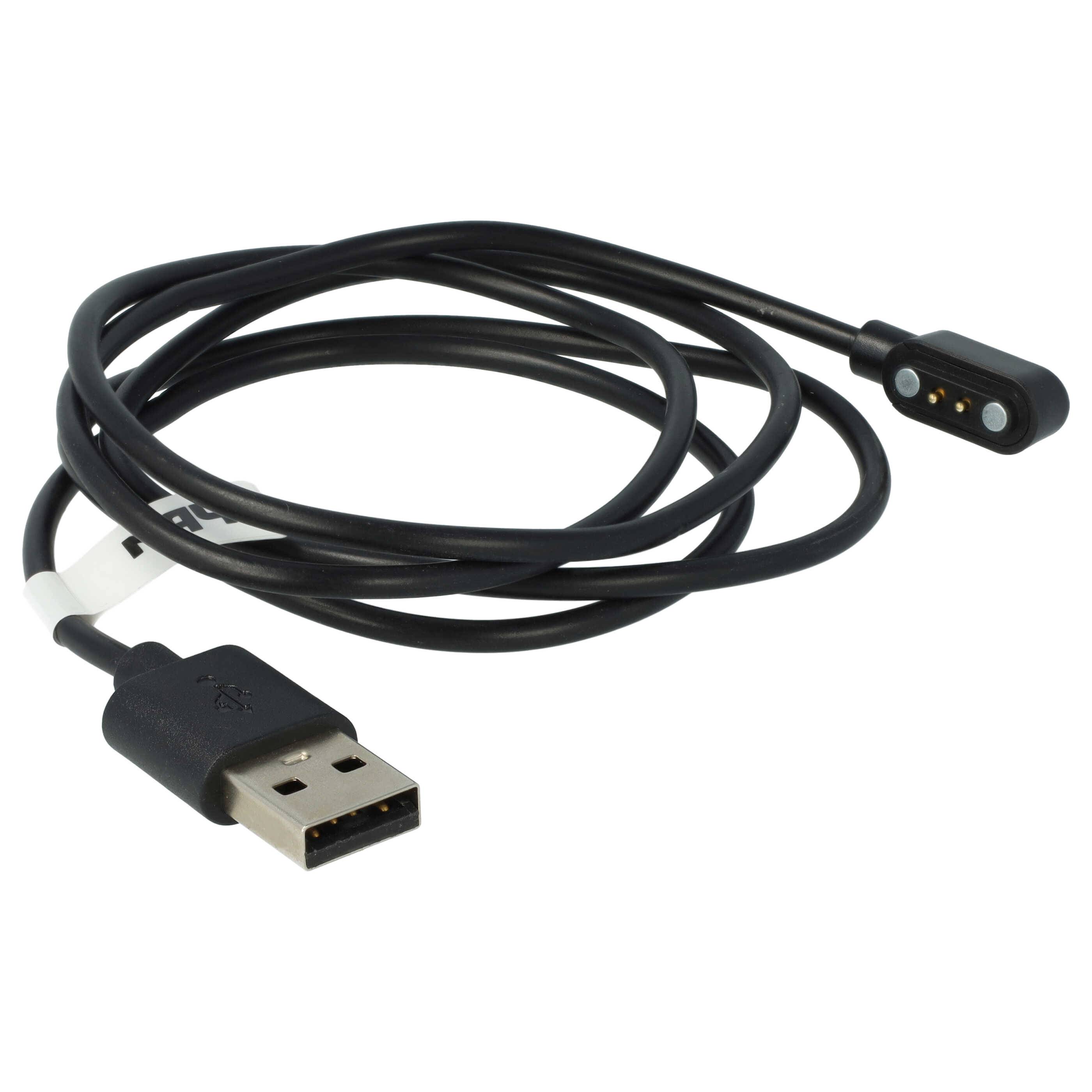 vhbw USB Ladekabel kompatibel mit Umidigi Uwatch 3 Smartwatch, Fitnesstracker - Ladestation, Schwarz, 100 cm