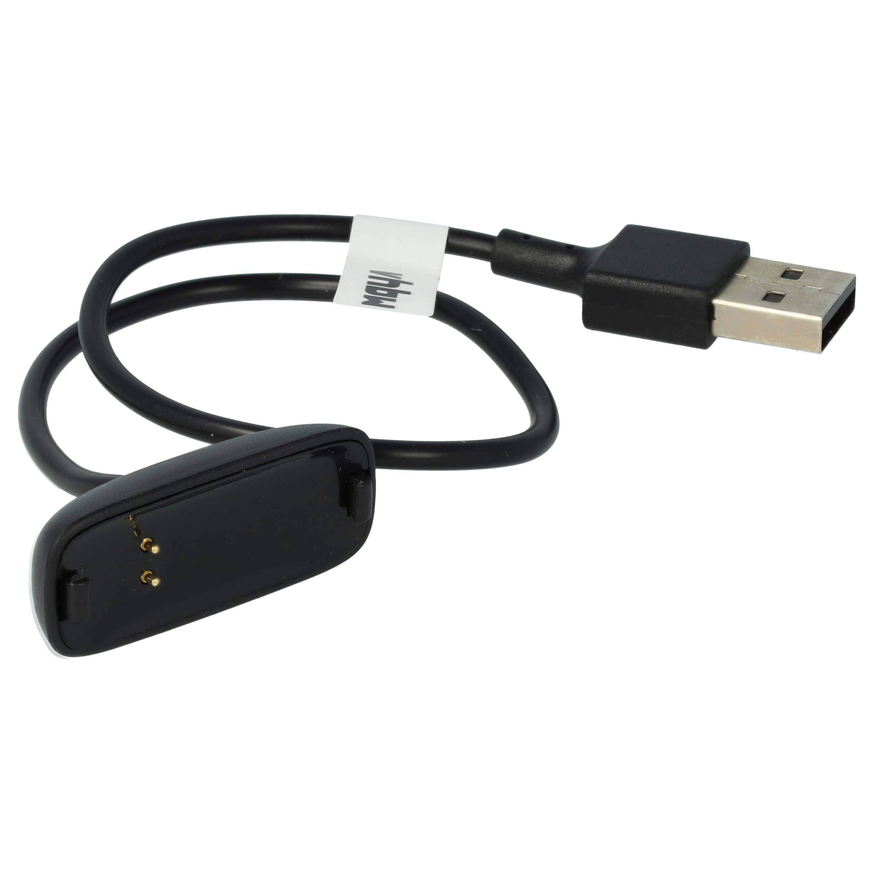 vhbw USB Ladekabel kompatibel mit Fitbit Inspire 2 Smartwatch Fitnesstracker - Ladestation Schwarz, 30 cm