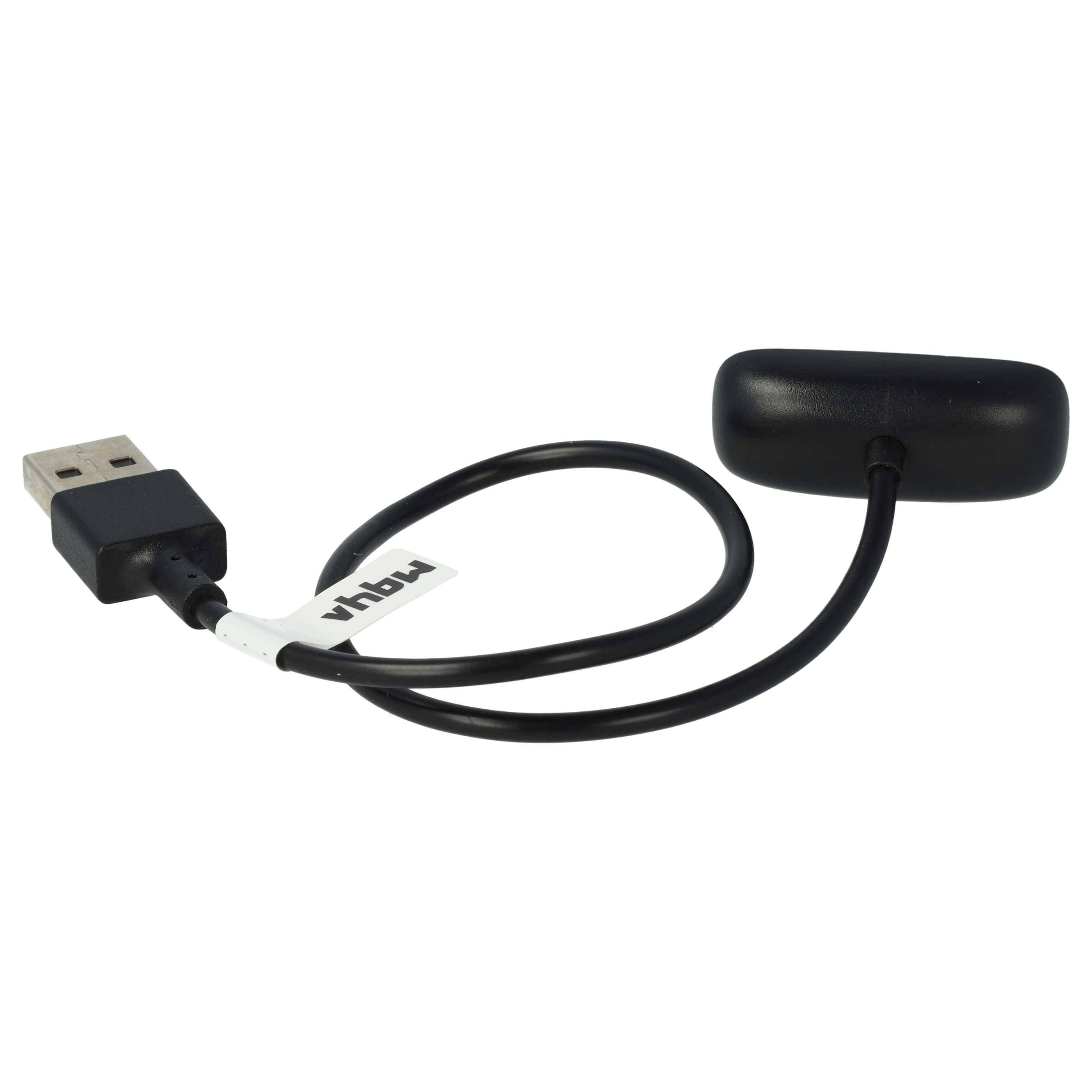 vhbw USB Ladekabel kompatibel mit Fitbit Inspire 2 Smartwatch Fitnesstracker - Ladestation Schwarz, 30 cm